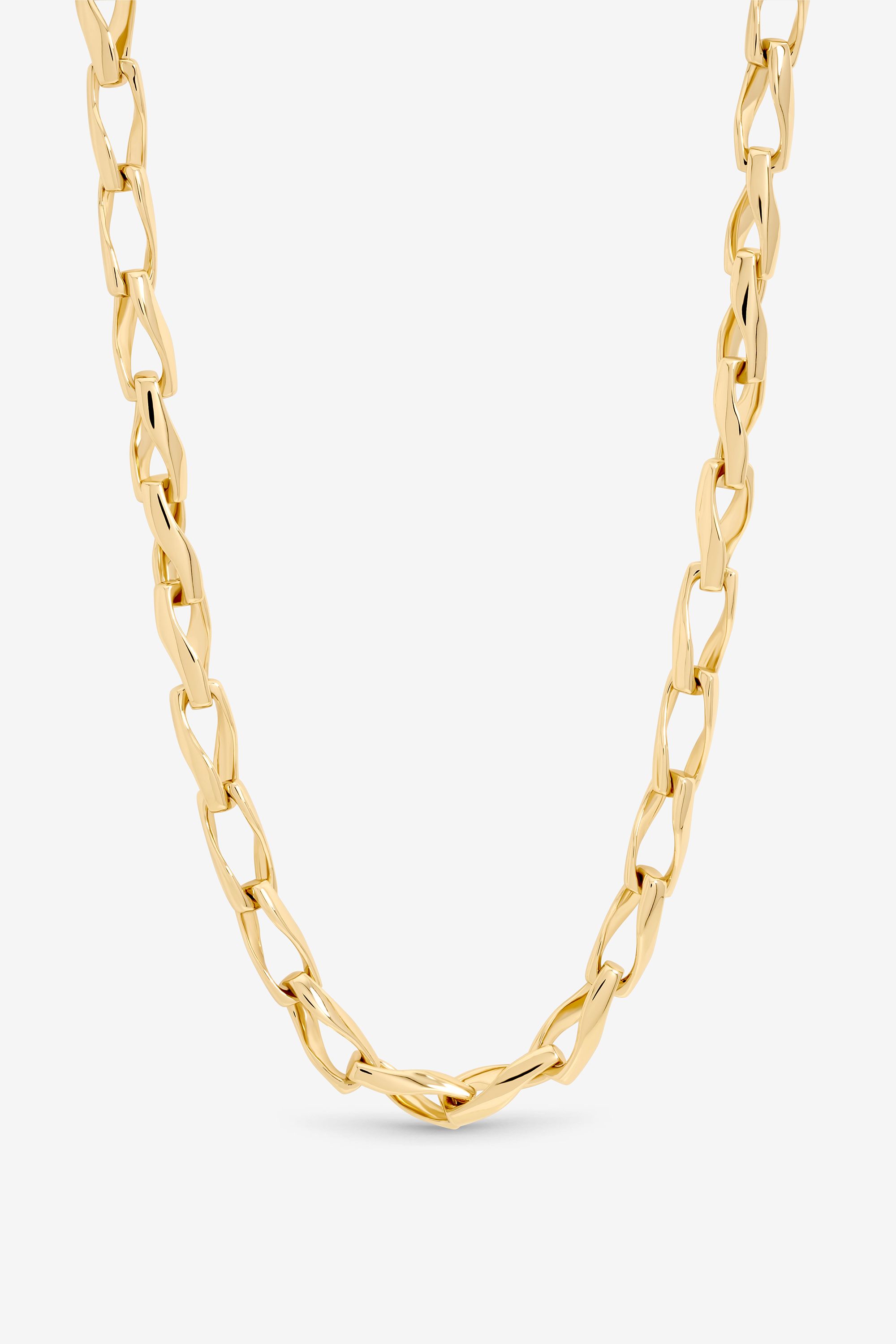 Inicio Gold Plated Twisted Link Necklace - Gift Pouch