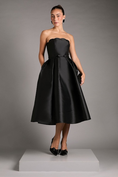 Coast Scalloped Strapless Midi Dress Black