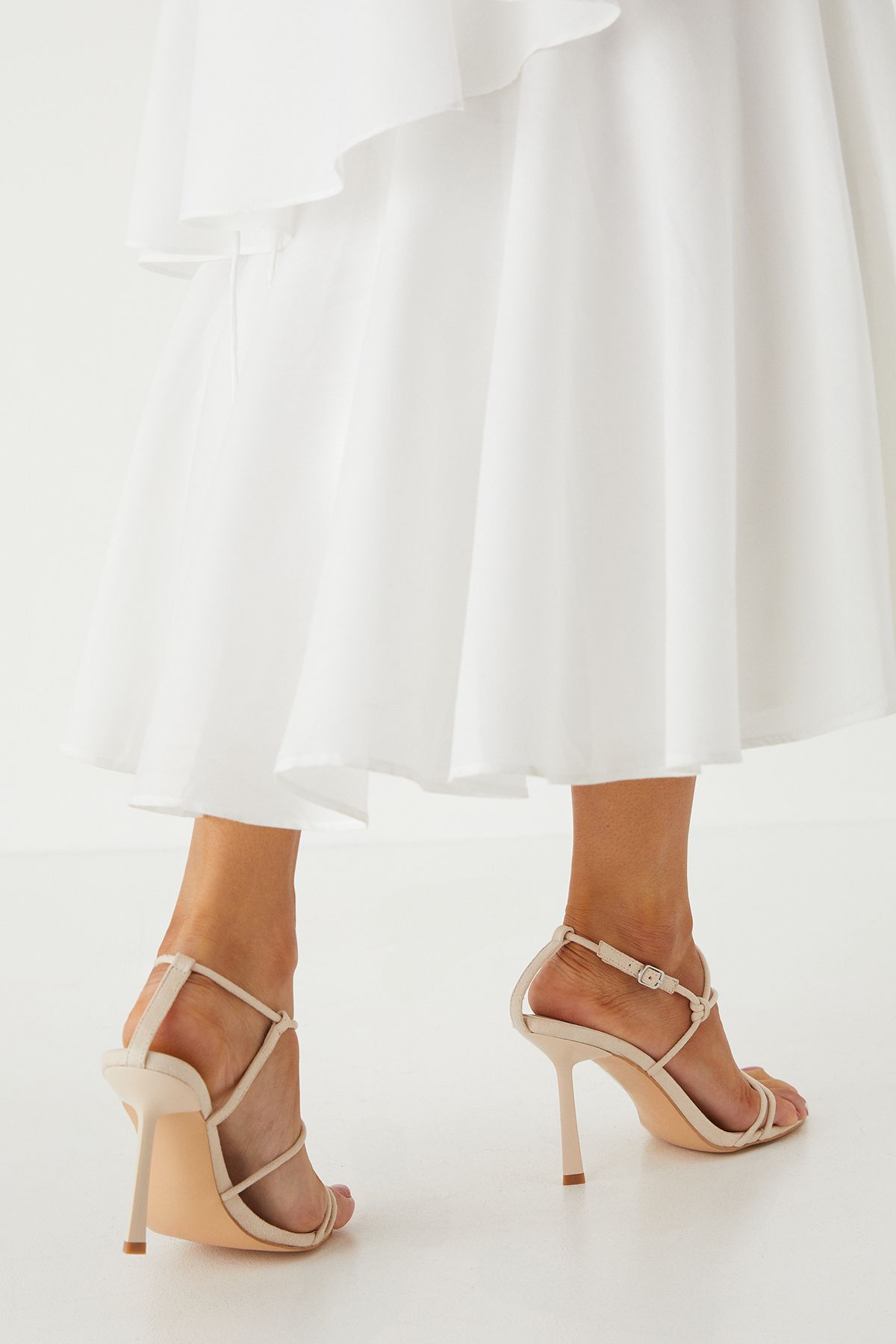 MissPap Strappy Knot Detail High Stiletto Heel Sandals Nude image 3