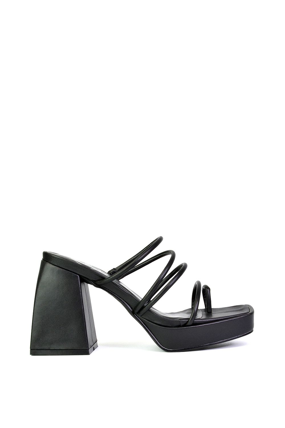 XY London 'Colt' Strappy Square Toe High Block Heel Platform Mule Sandals