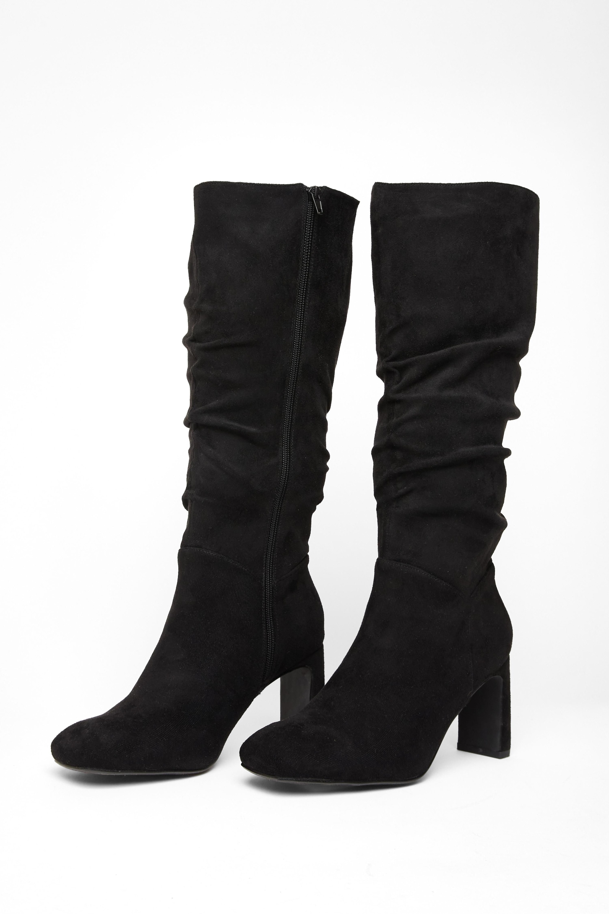 Quiz Black Faux Suede Heeled Boot image 2