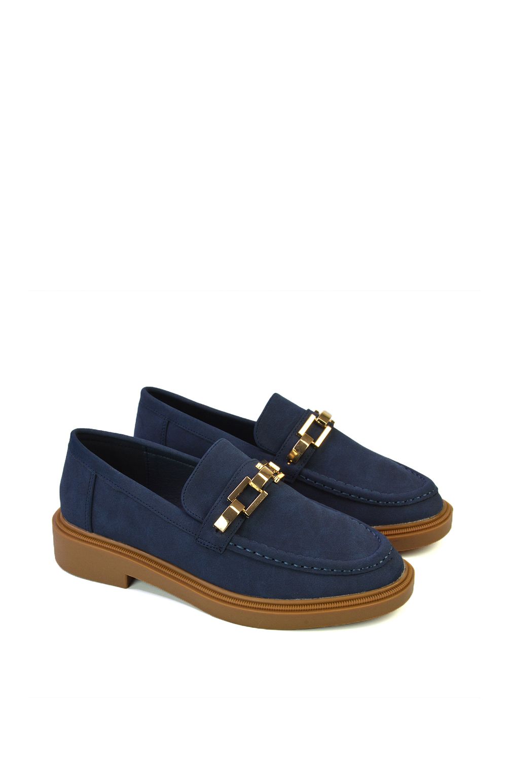 XY London 'Dakoa' Gold Chain Back to School Chunky Loafer Shoes image 2