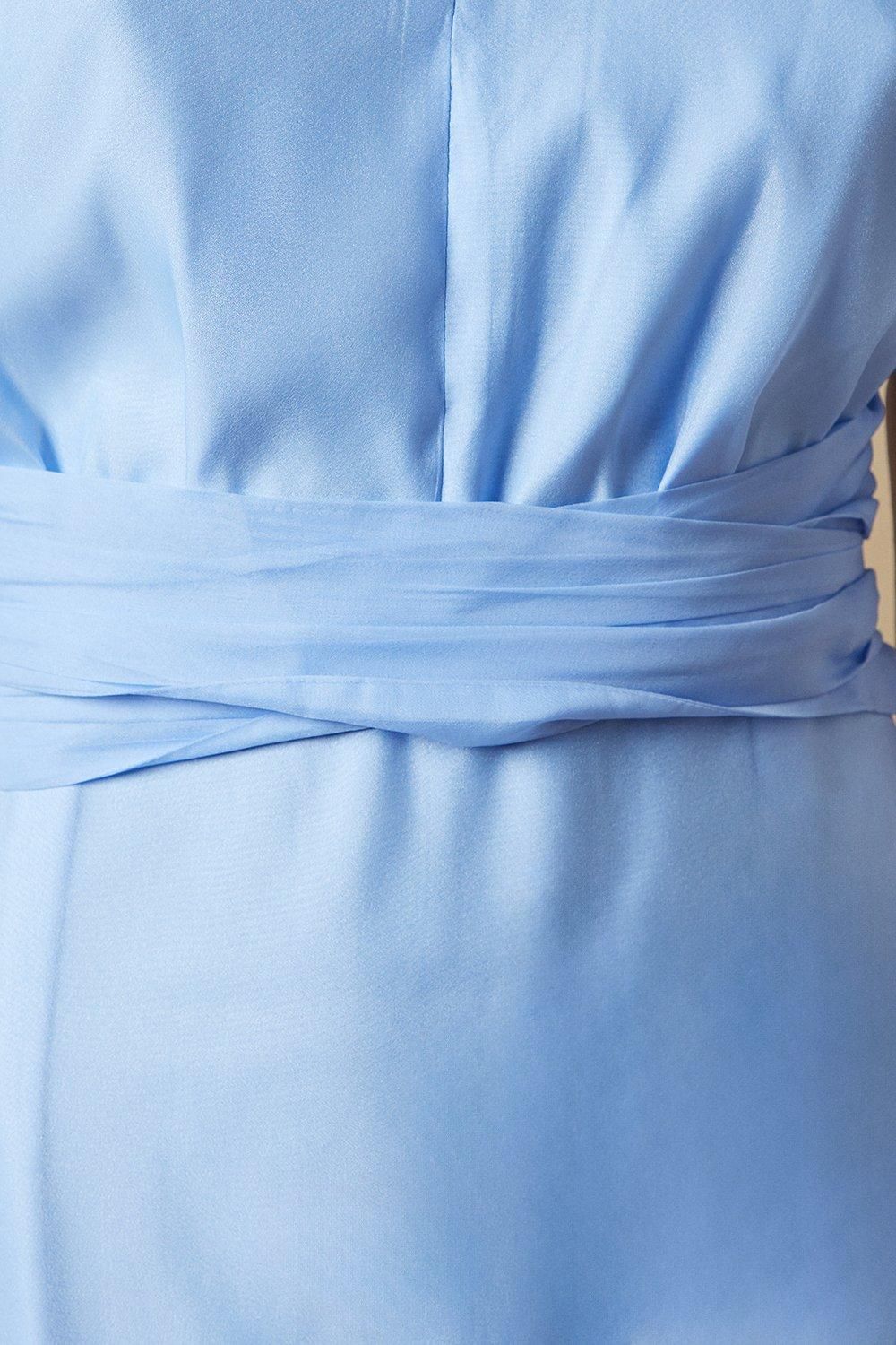 Oasis Organza Puff Sleeve Pintuck Midi Dress Blue image 5