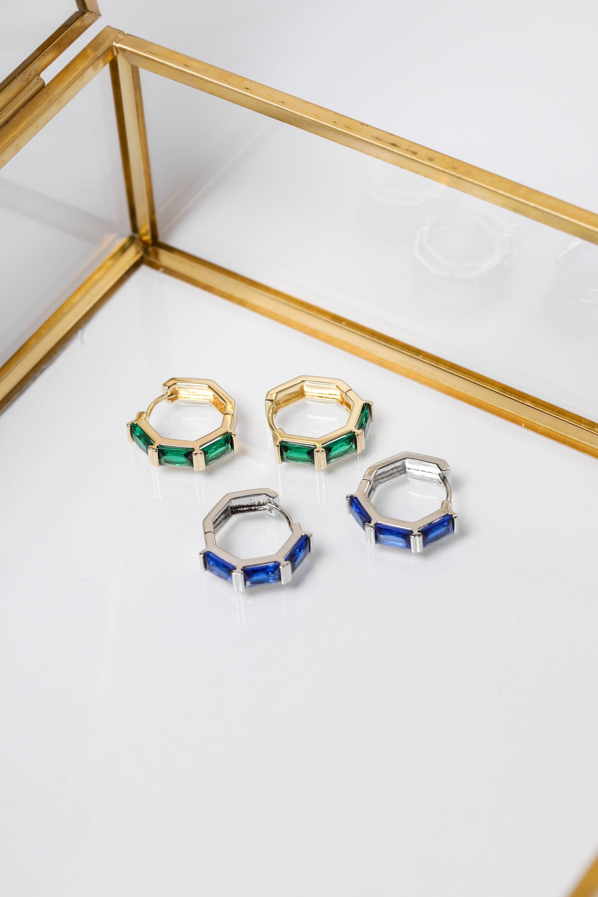 Jon Richard Gold Plated Pave and Jet Huggie Charm Earrings image 2