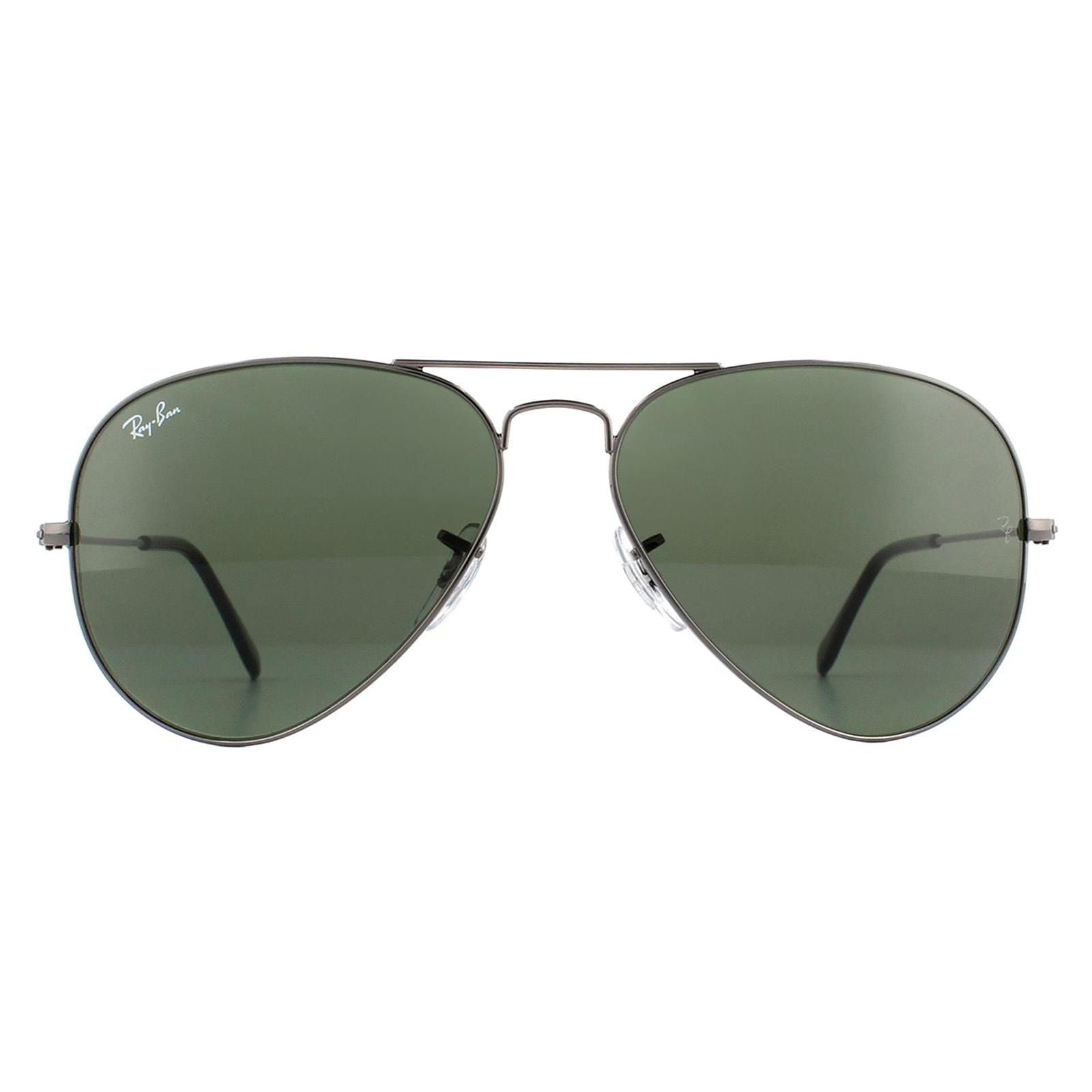 Ray-Ban Aviator Gunmetal Green Aviator 3025 Sunglasses