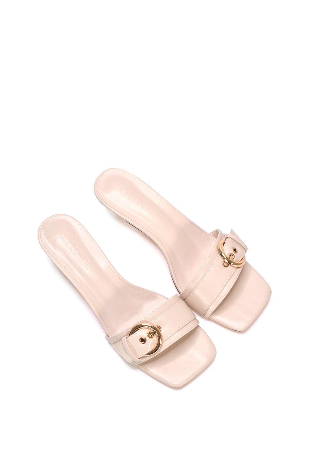 XY London ‘Addison’ Kitten Heel Slip On Mule Sandals With Buckle Detail image 6