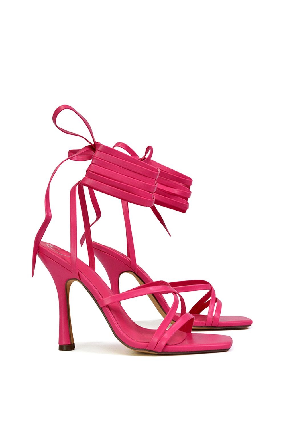 XY London 'Kyra' Lace Up High Heel Stilettos Sandals with Square Toe image 2