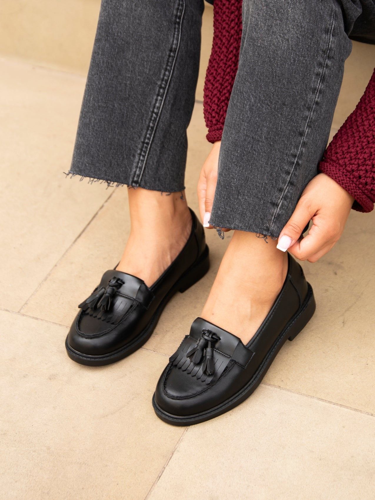 Linzi Kassidy Wide Fit Black Faux Loafer image 2