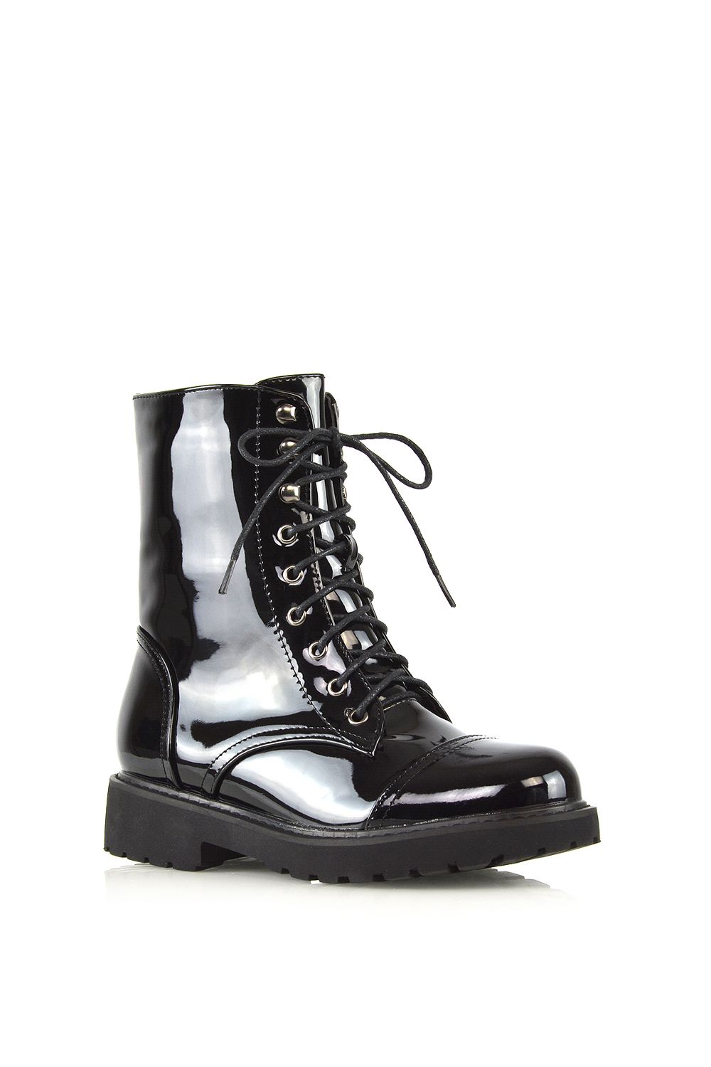 XY London 'River' Lace Up Military Combat Zip-up Flat Ankle Boots image 2