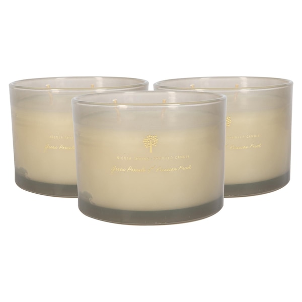 Nicola Spring 350g Pomelo & Passion Fruit Soy Candles - Pack of 3 - Double Wick Jars