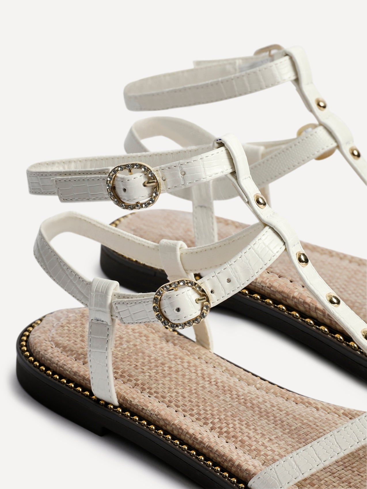 Linzi Indiana White Faux Leather Studded Gladiator Style Sandal image 5