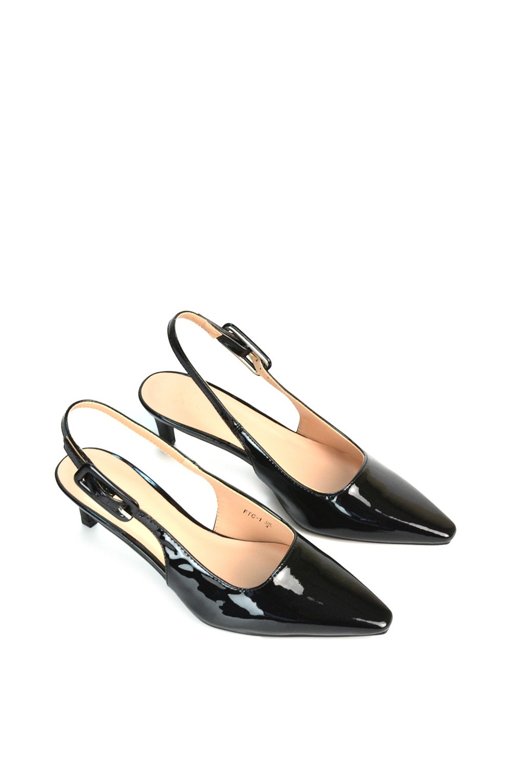 XY London 'Kelly' Low Kitten Heel Slingback Pointed Toe Court Shoes image 6