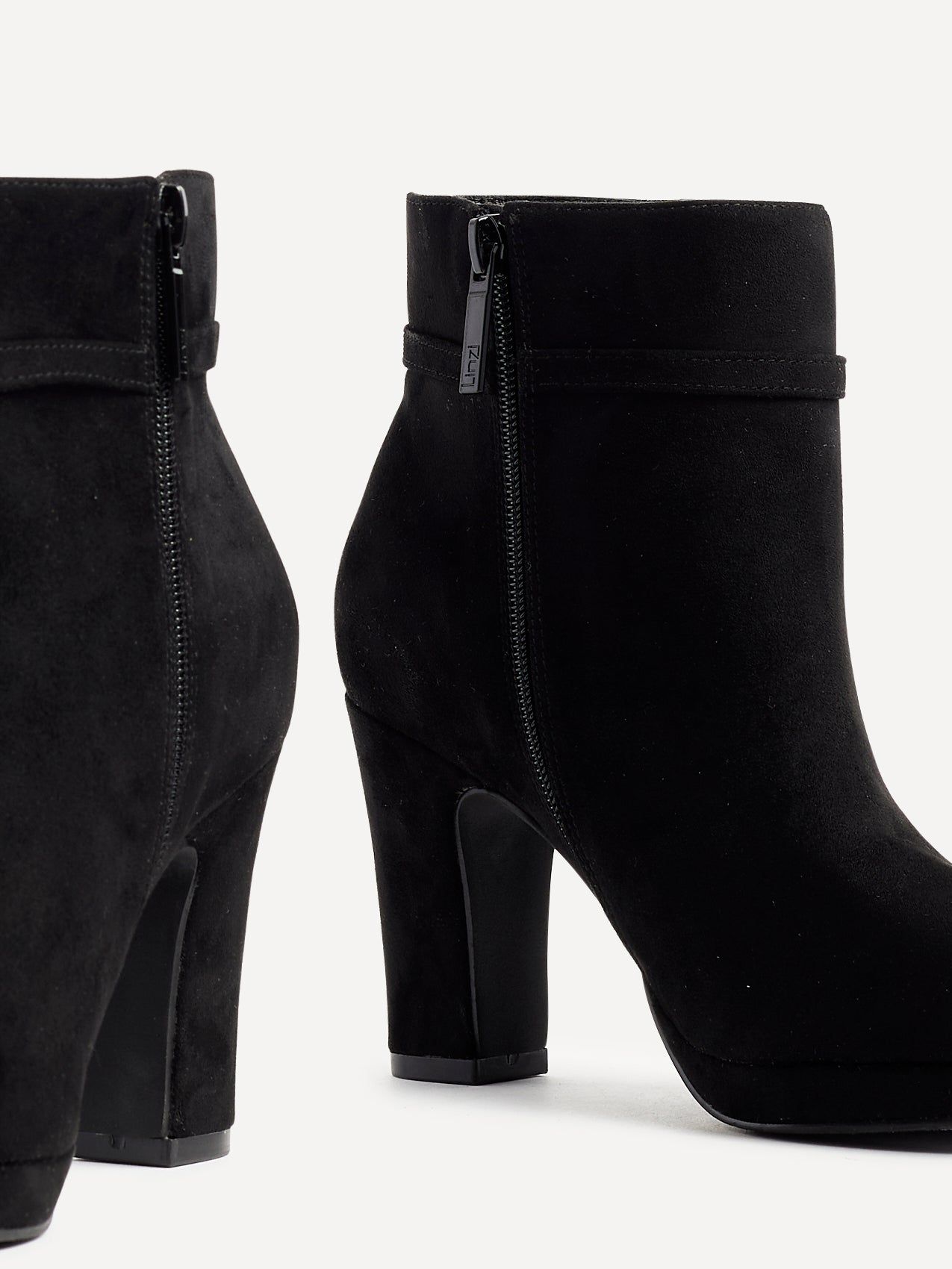 Linzi Stefani Black Faux Suede Heeled Ankle Boot image 4