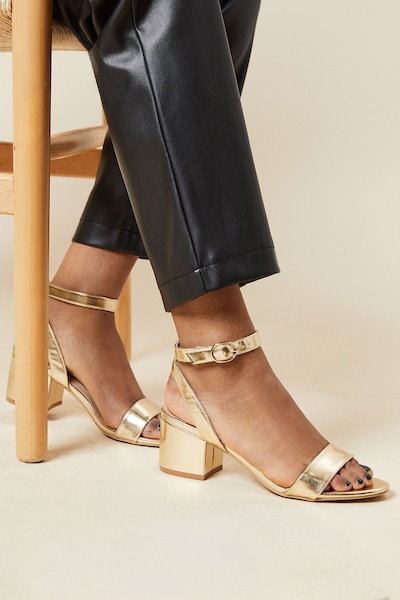 Dorothy Perkins Tommi Barely There Mid Block Heel Sandals Gold