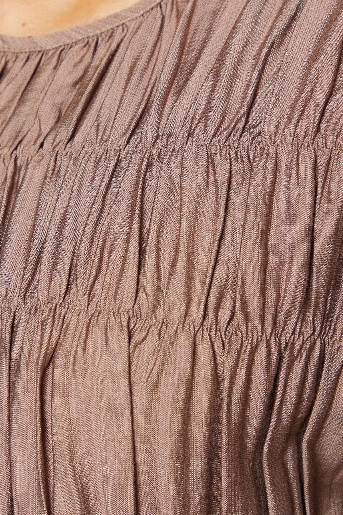 Oasis Shirred Bodice Puff Sleeve Midi Dress Stone image 5