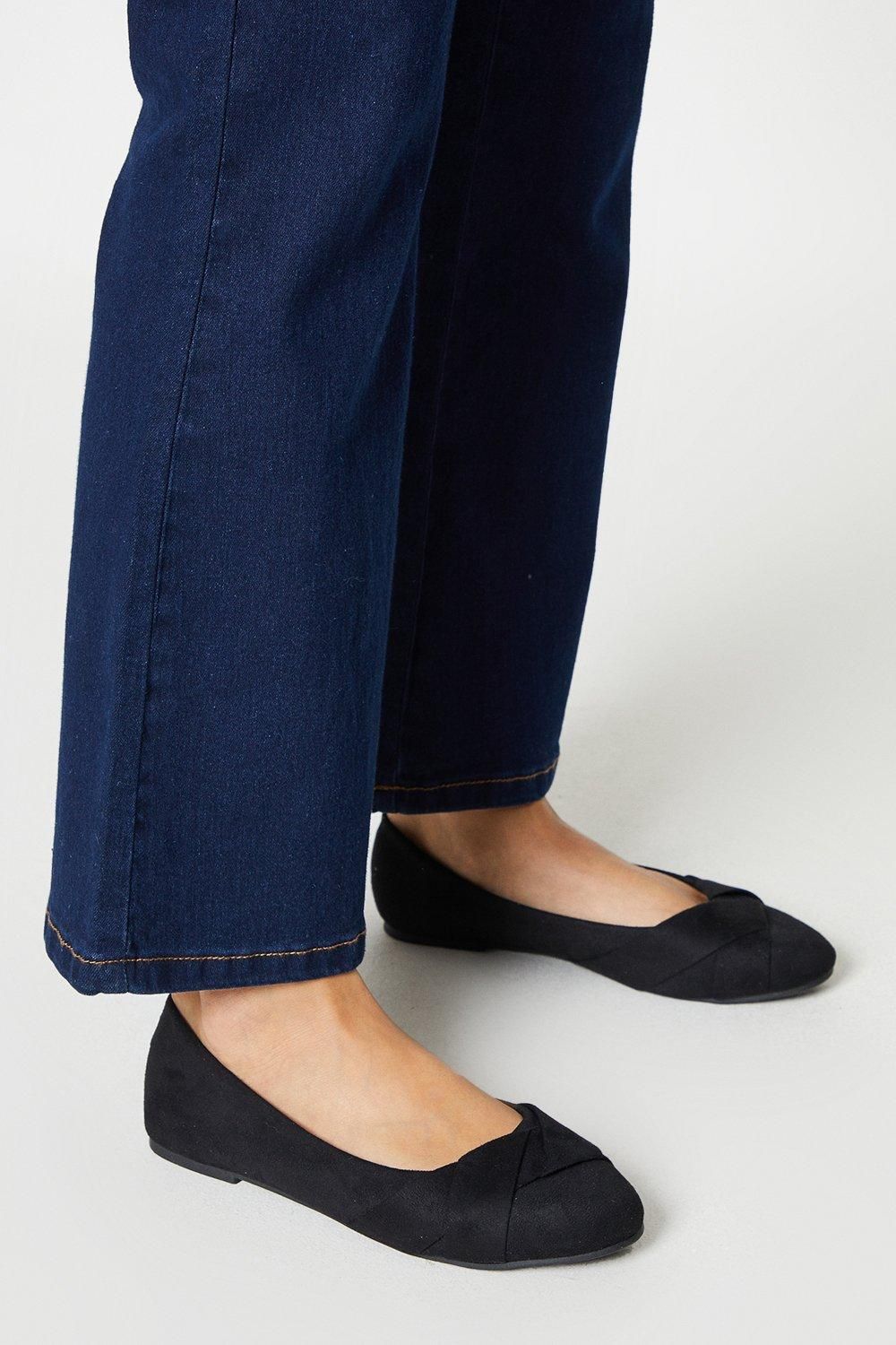 Dorothy Perkins Paige Wrap Detail Ballet Flats Natural Black image 1