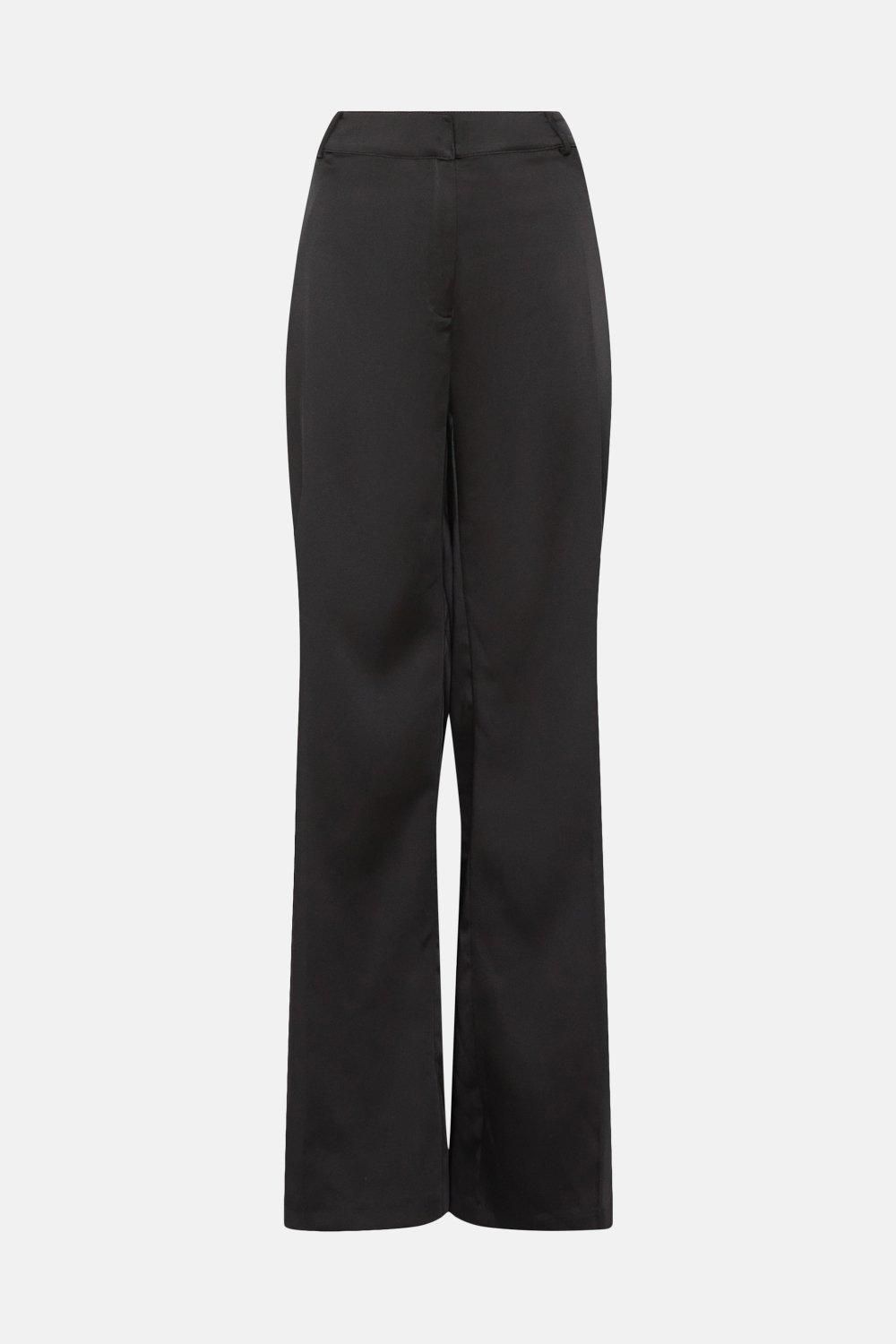 Oasis Curve Stretch Satin Straight Leg Trouser Black image 4