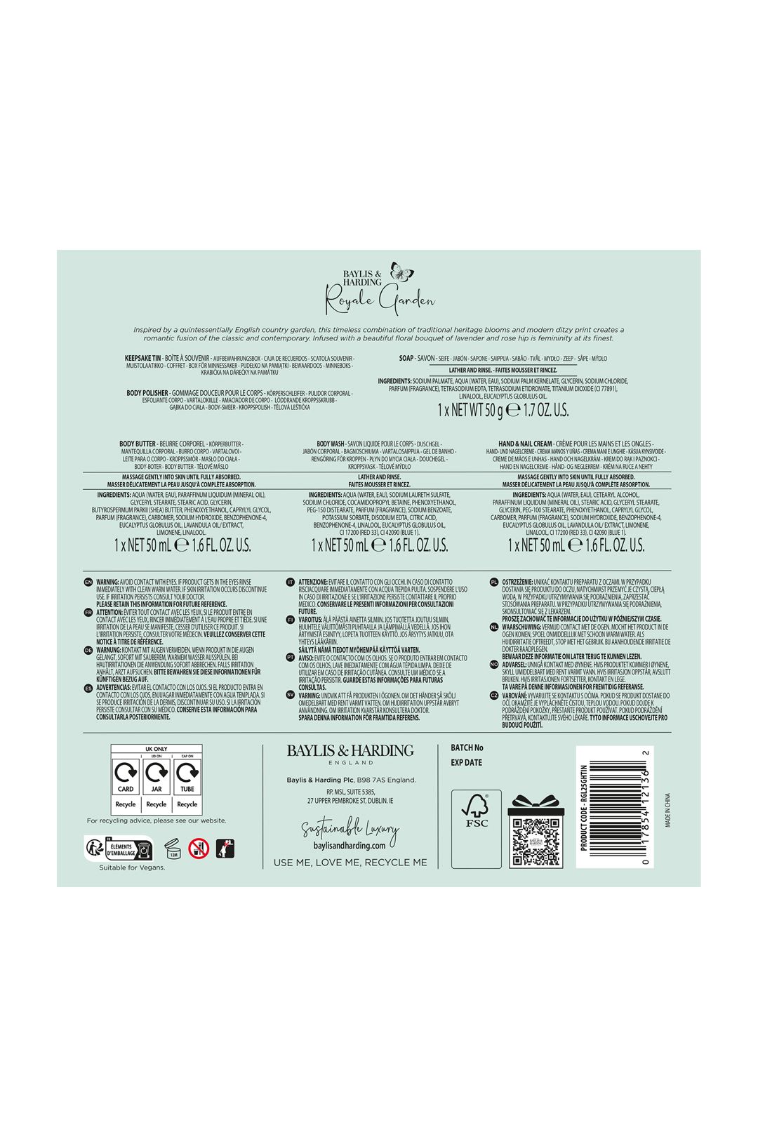 Baylis & Harding Royale Garden Luxury Pamper Keepsake Tin Gift Set Multi image 8