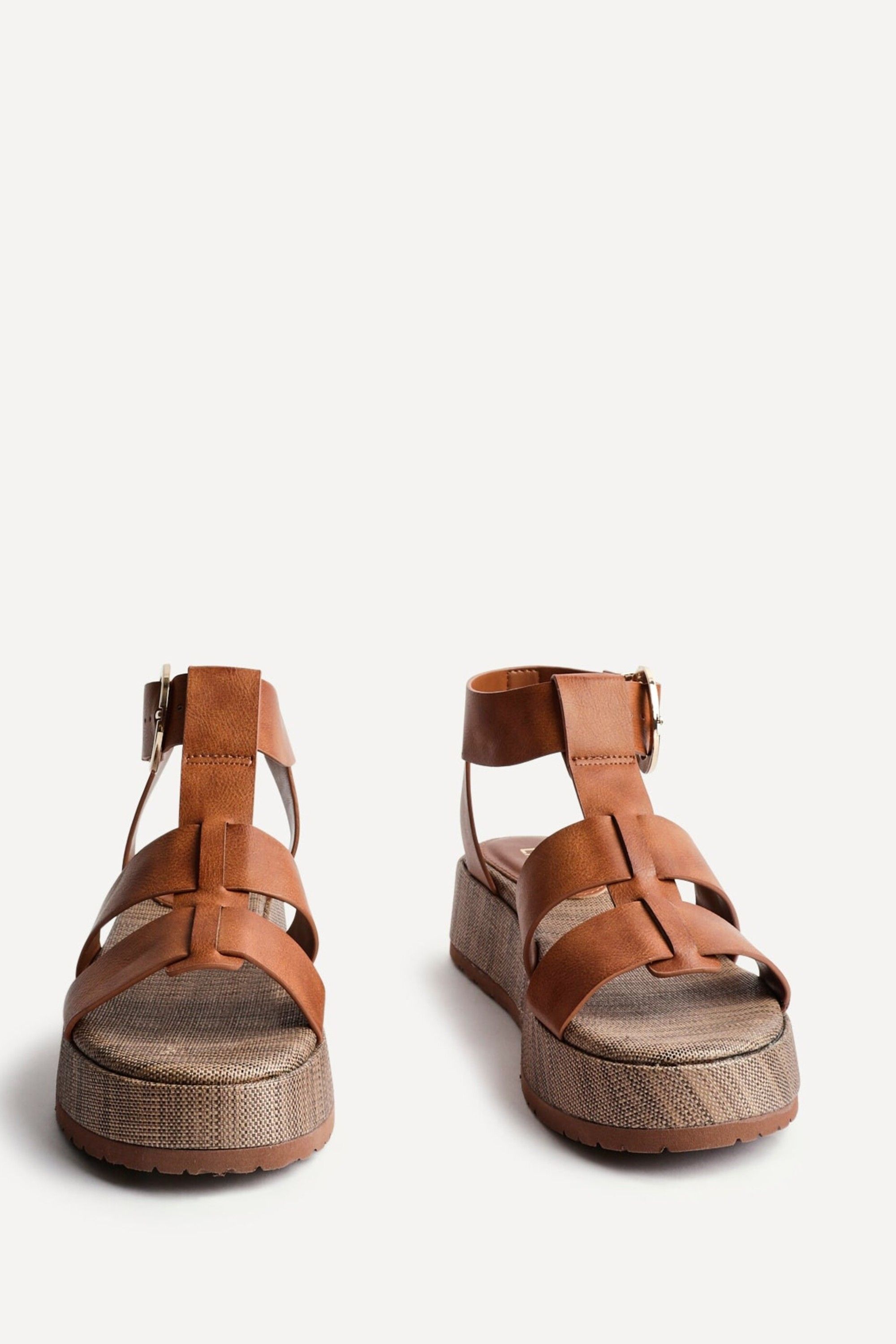 Linzi Tori Tan Faux Leather Gladiator Flatform Sandals image 3