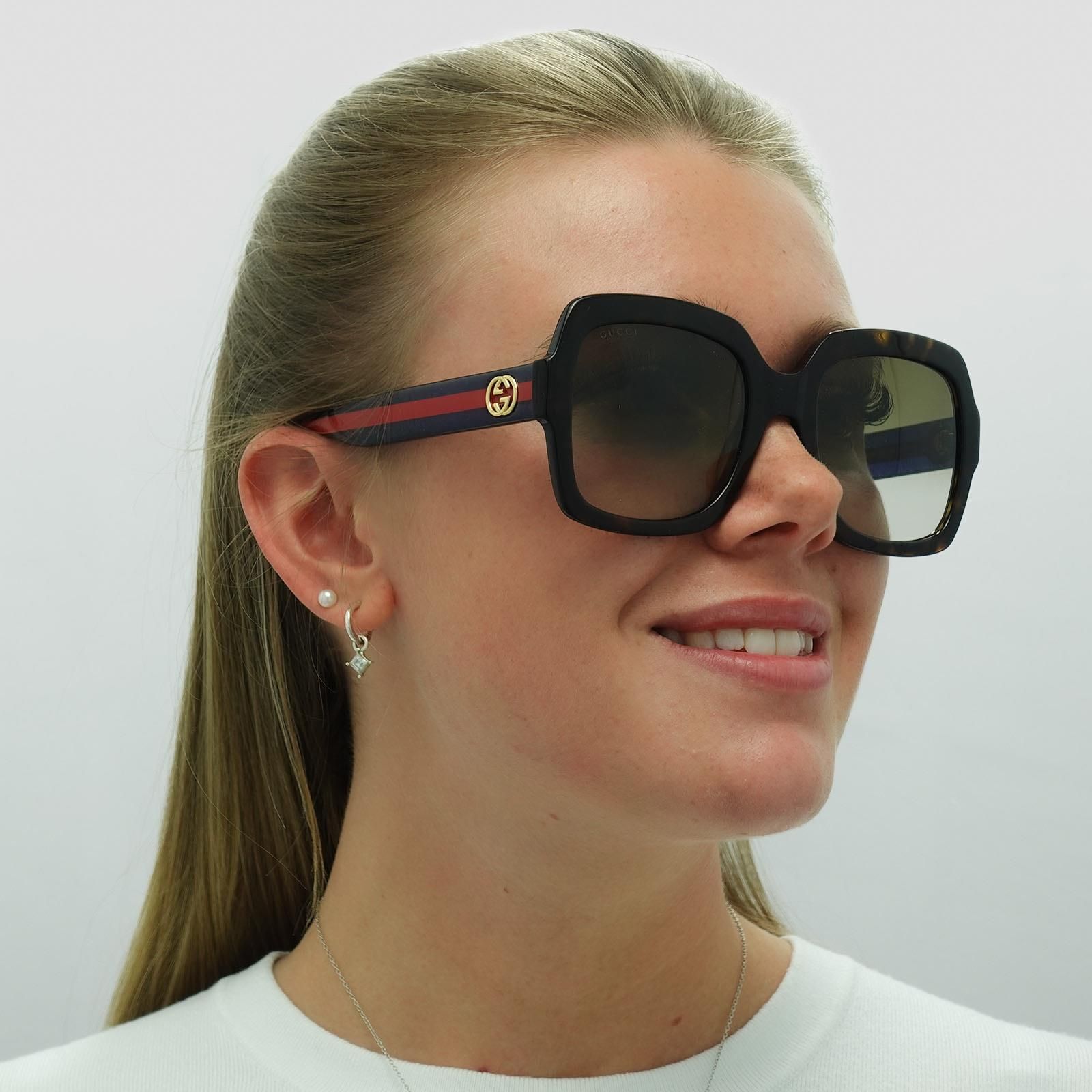 Gucci Square Havana Glitter Blue and Red Brown Gradient GG0036SN image 4