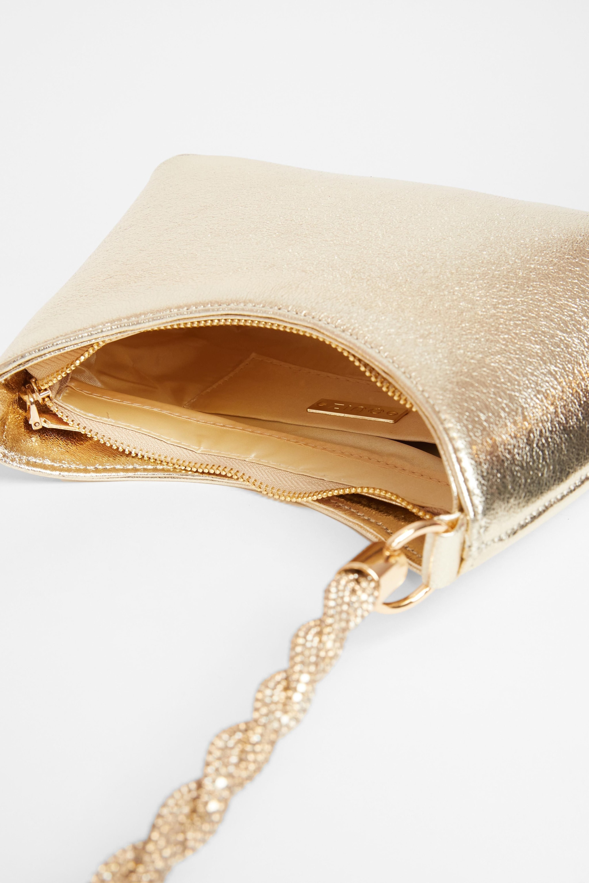 Quiz Gold Diamante Twist Handle Bag image 2