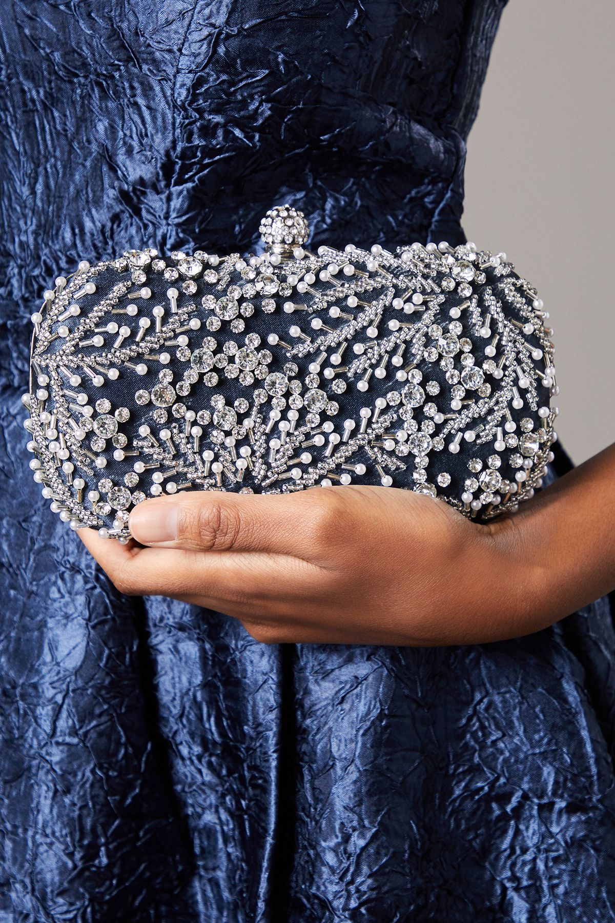 Coast Mykonos Embellished Clutch Bag Navy image 3