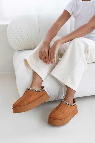 Where's That From 'Meilani' Cosy Faux-Suede Fur Lining Platform Low Ankle Boot