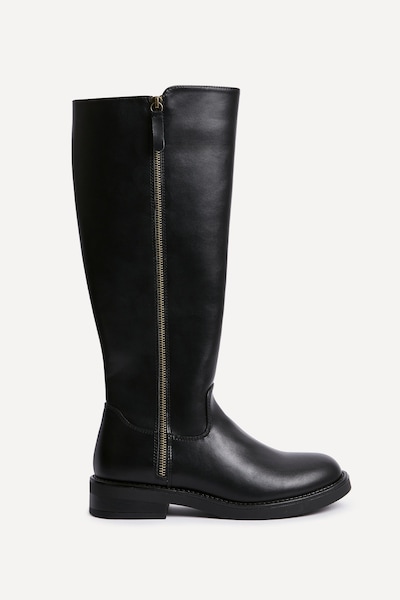 Linzi Roam Black Faux Leather High Leg Boot