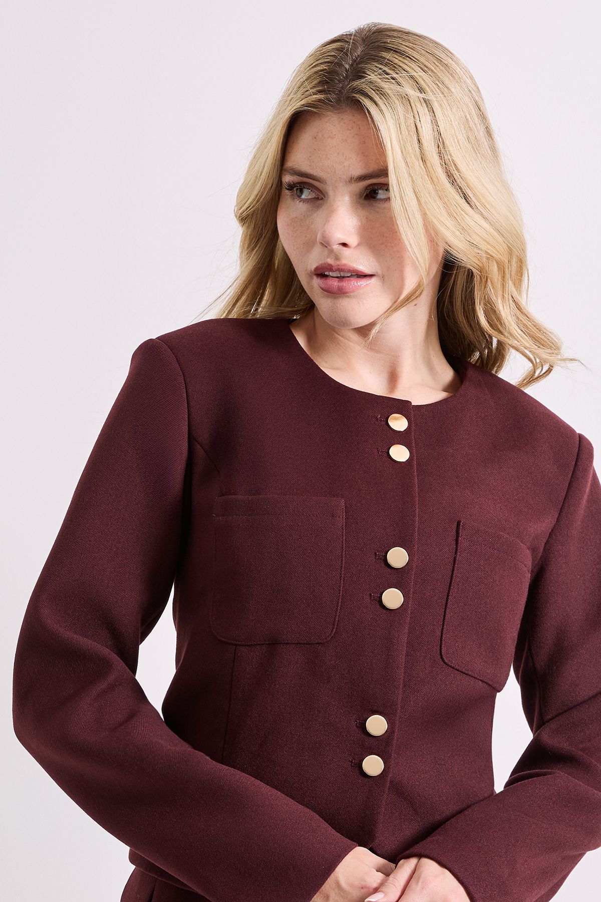 Dorothy Perkins Collarless Jacket Burgundy image 4