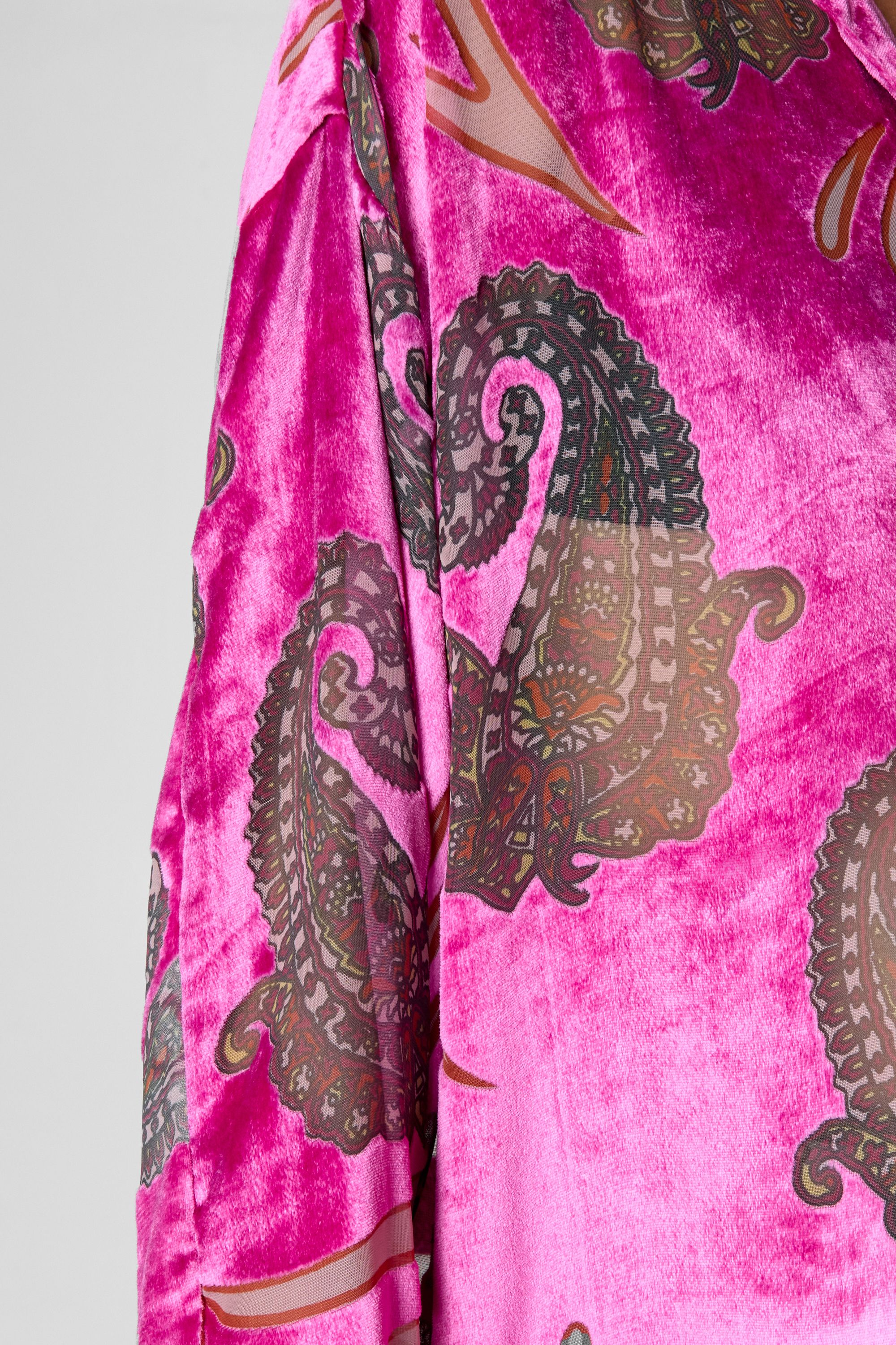 NastyGal Paisley Devore Sheer Oversized Shirt Pink image 2