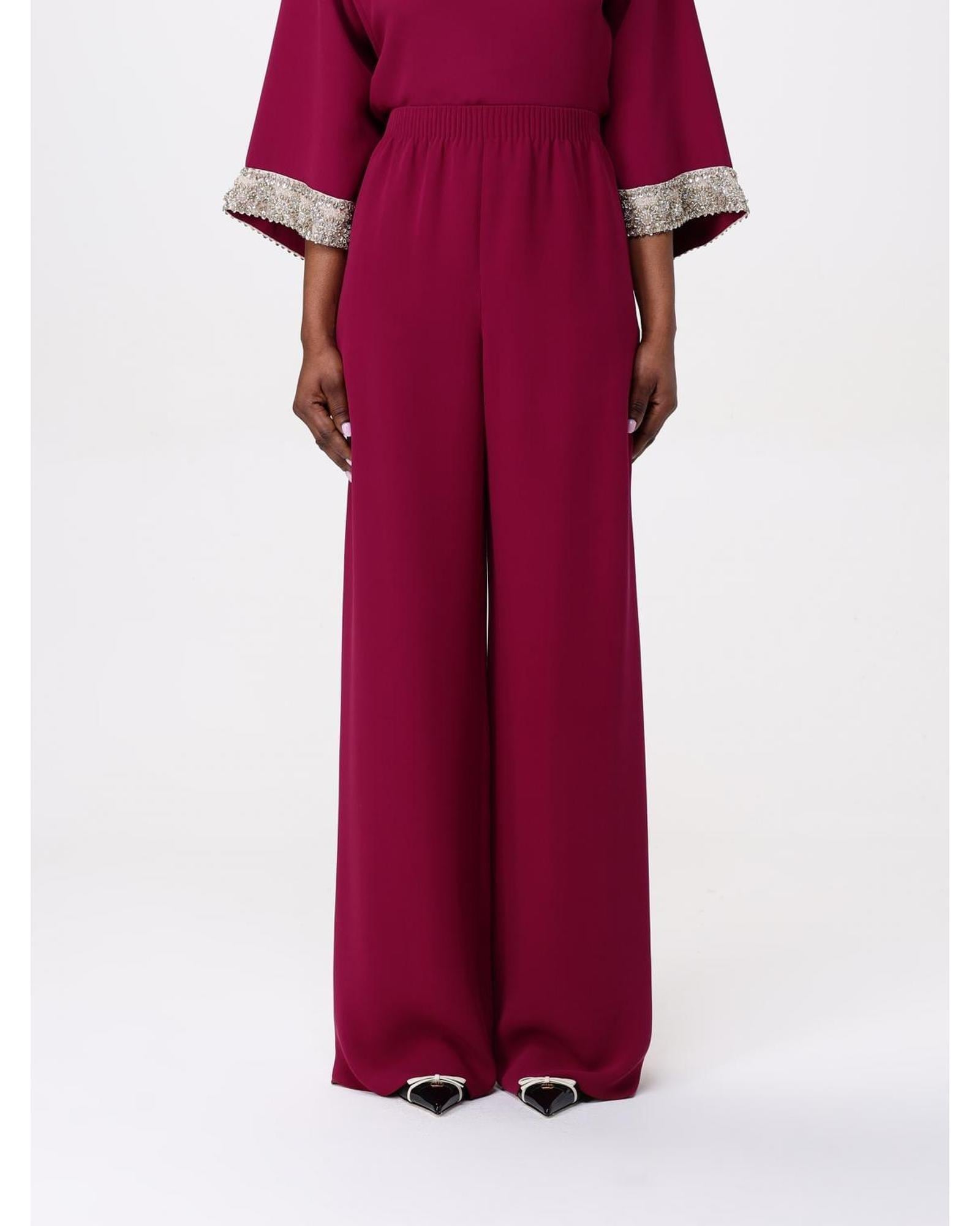 Valentino Wide Leg Pants Embellished Sleeves Wo - Cycla image 1