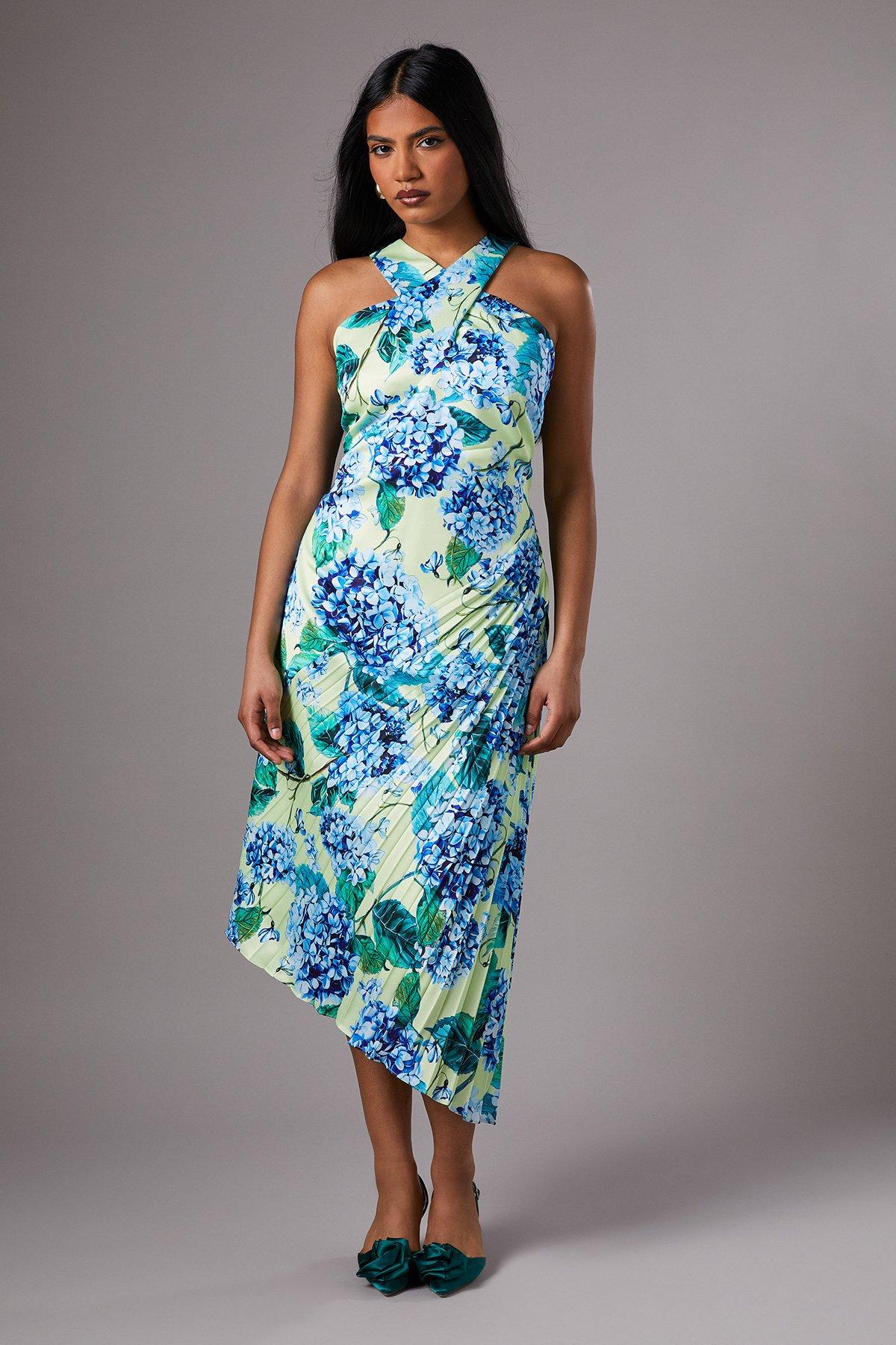 Coast Petite Pleat Halter Midi Dress Lemon image 1