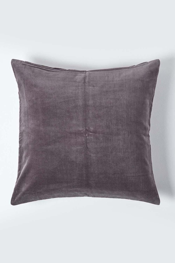 Homescapes Velvet Cushion Cover 100% Cotton, Soft & Machine Washable