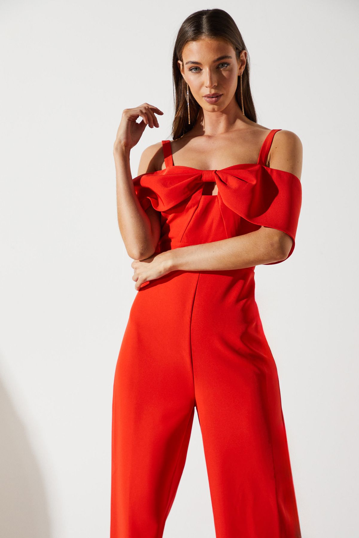 Coast Bow Off The Shoulder Jumpsuit Red image 2