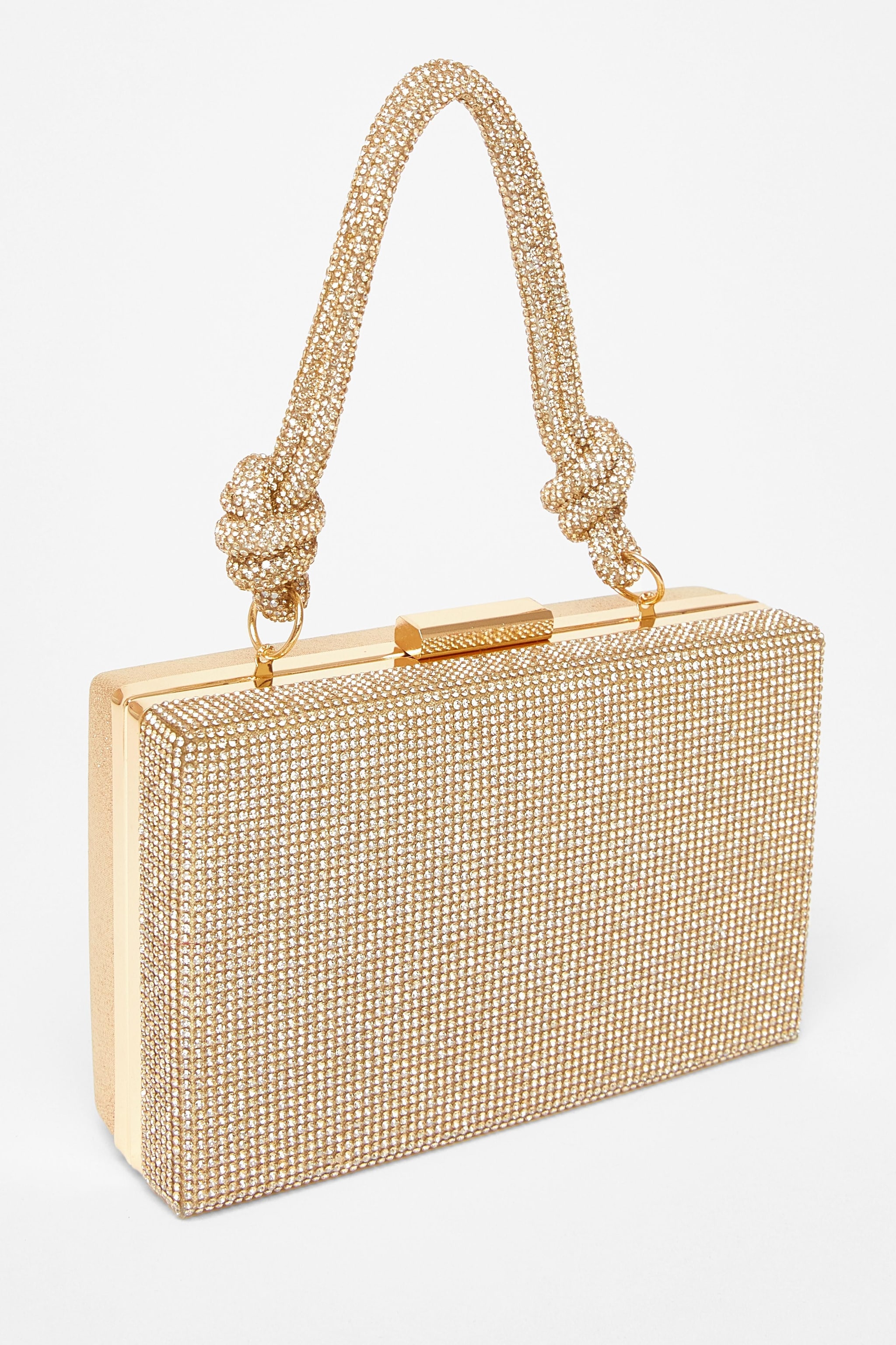 Quiz Gold Diamante Knot Handle Bag image 1