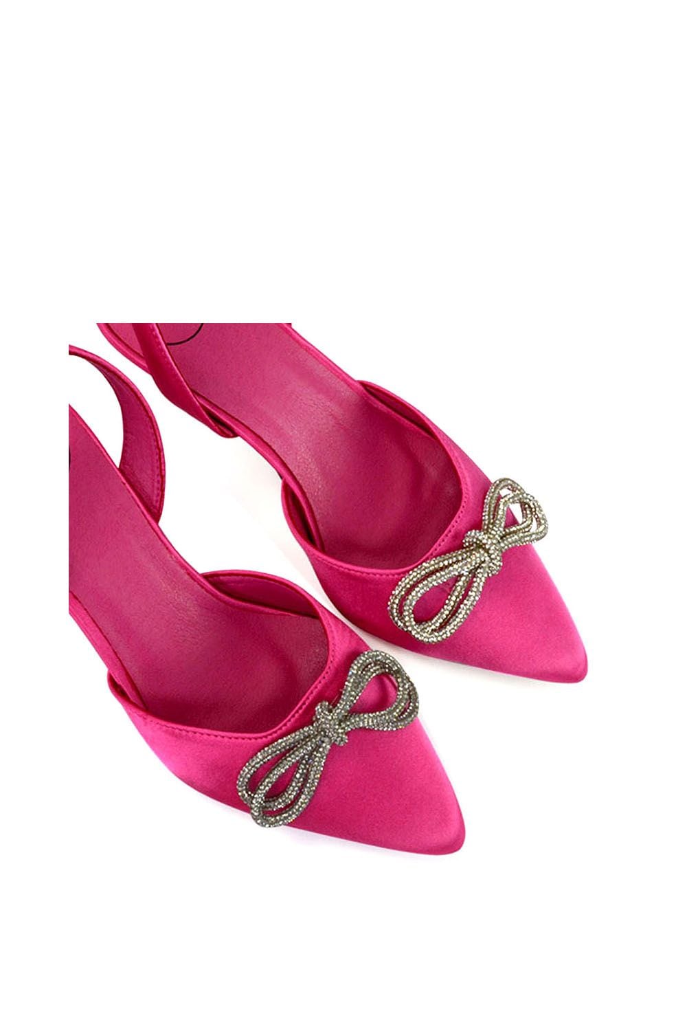 XY London 'Marinah' Slingback Diamante Bow Low Heel Court Shoes image 4