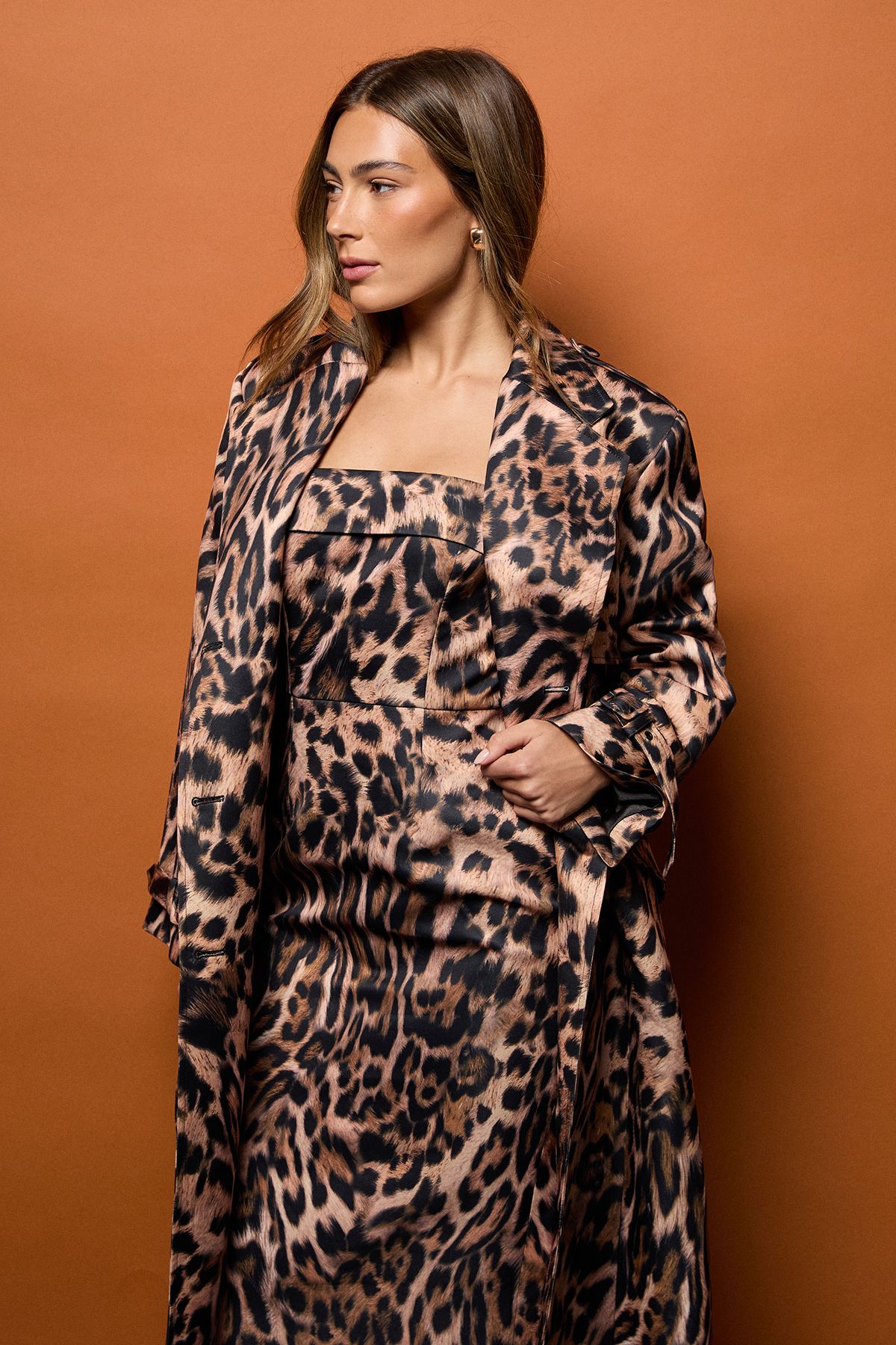 Coast Coast Muse Leopard Printed Satin Trench Coat Leopard image 2