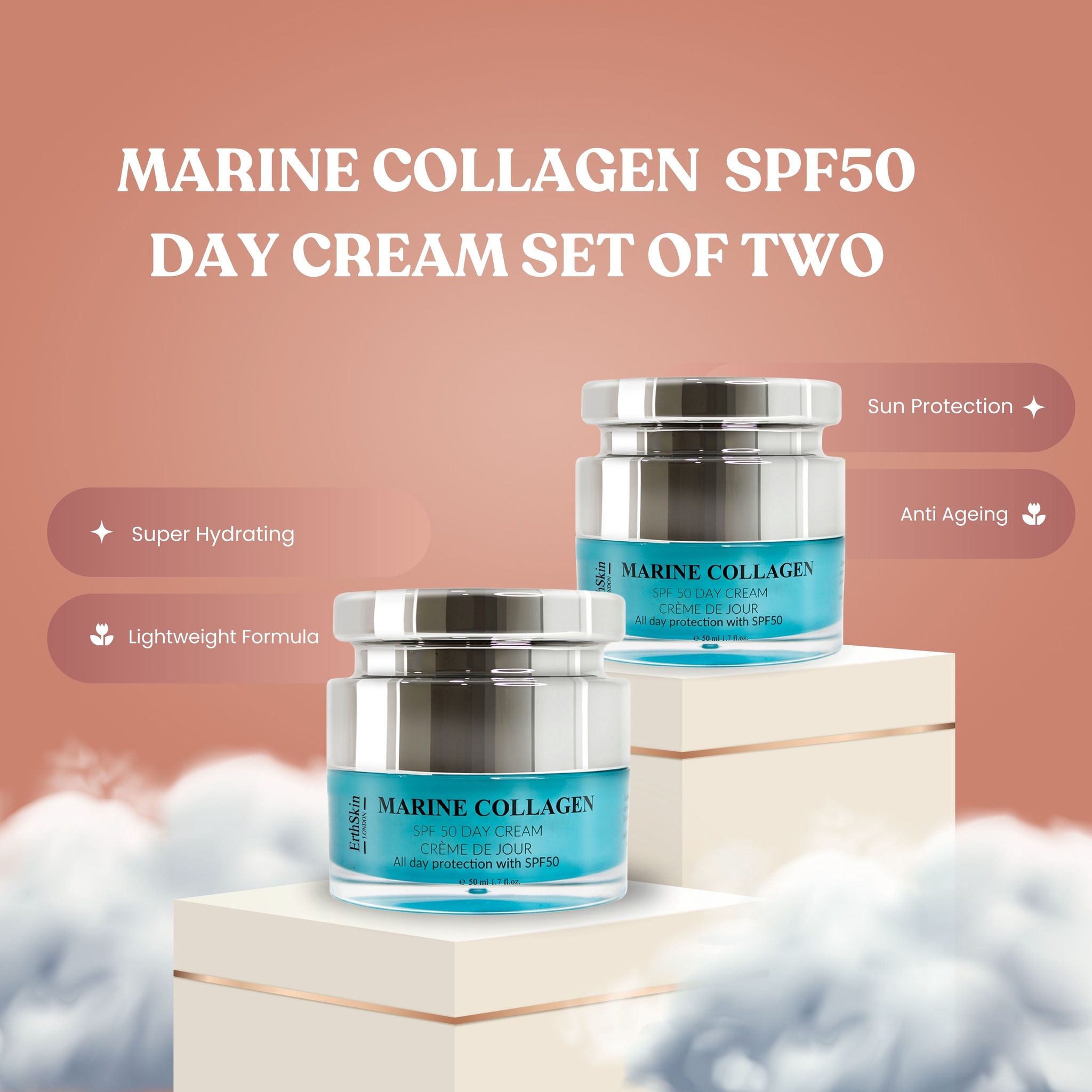 Erth Skin London 2x Marine Collagen  SPF50 Day Cream 50ml image 3