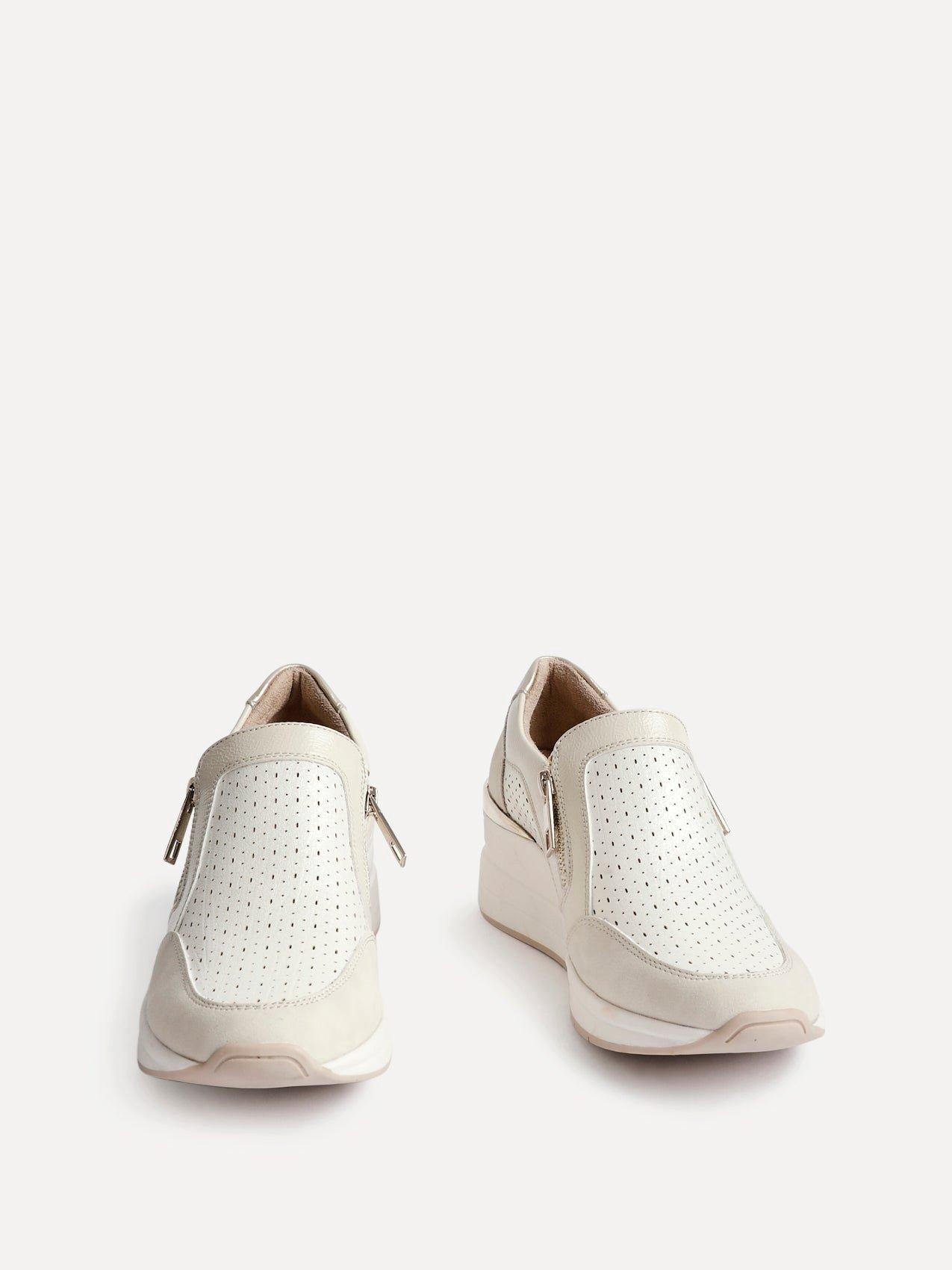 Linzi Madison Beige Faux Leather Platform Trainer image 3