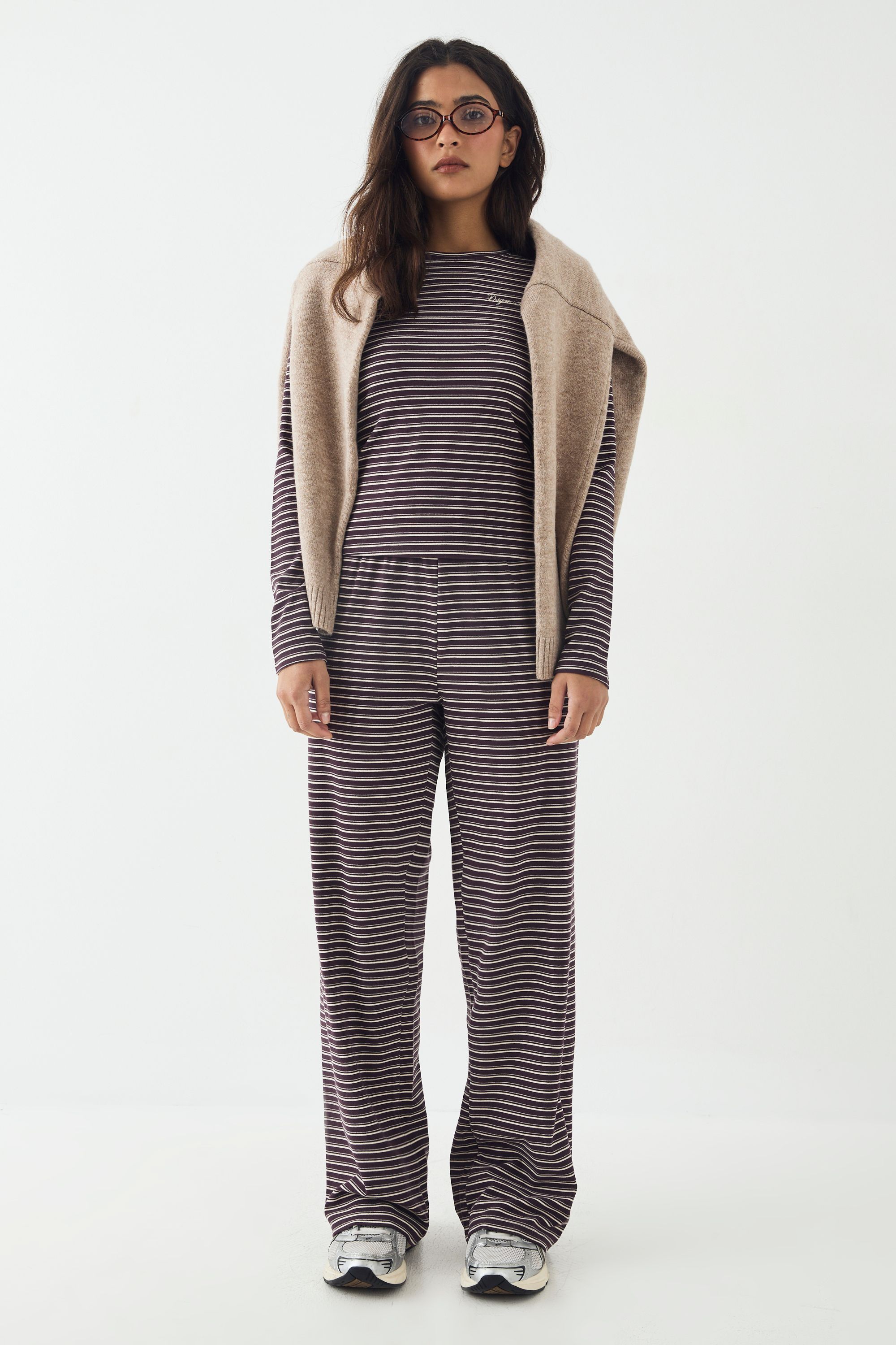 DSGN Studio DSGN Studio Soft Stripe Straight Leg Trouser Plum image 5