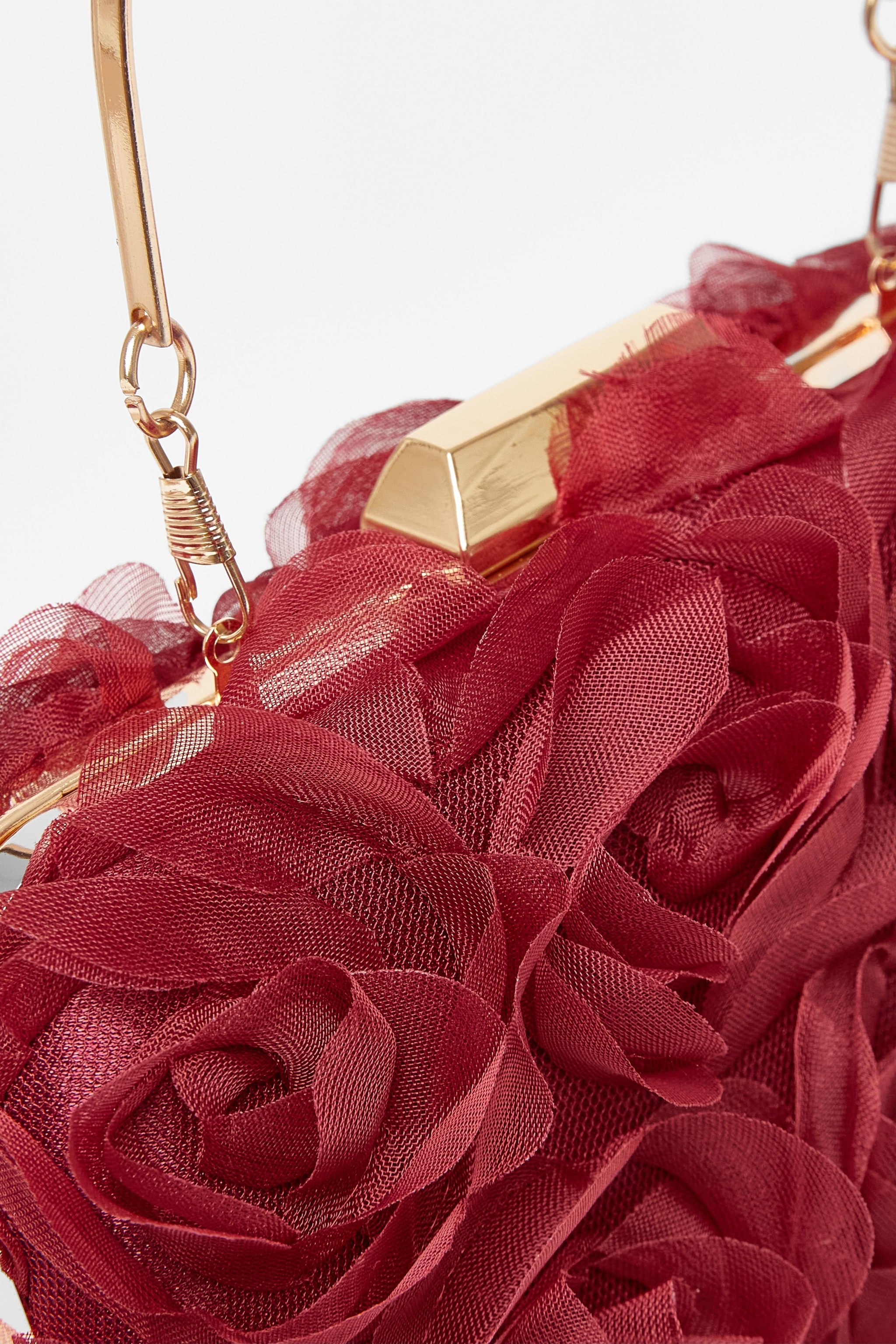 Quiz Burgundy Organza Rose Box Bag image 5