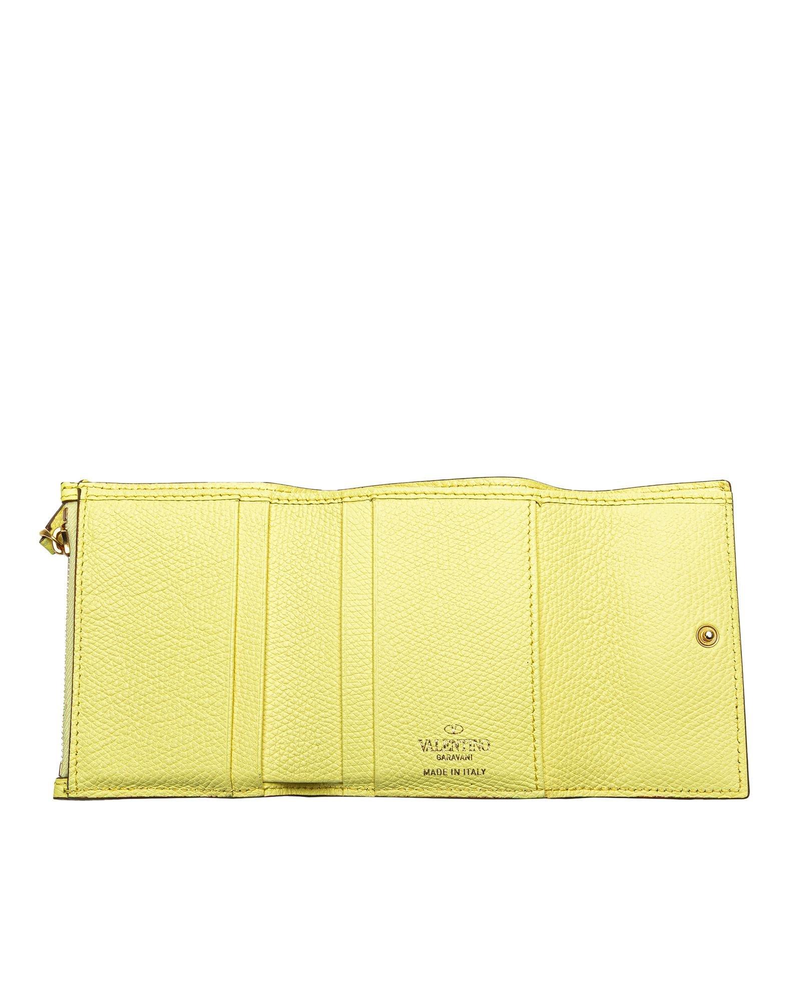 Valentino Preloved Rockstud Mini Wallet Leather Wo - Yellow Short Wallets image 5