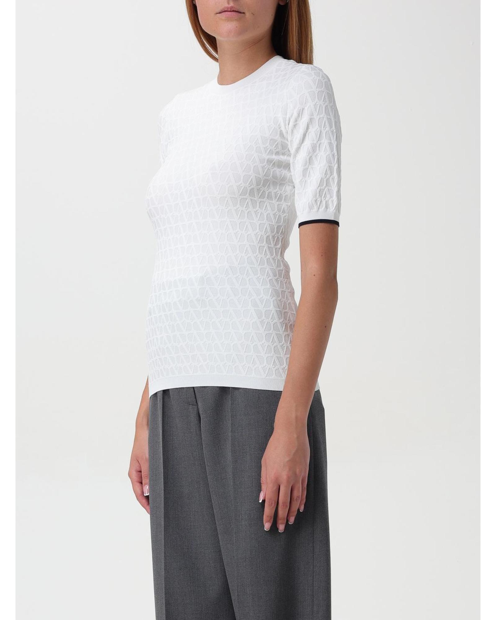 Valentino Short Sleeve Knit Top Wo - White T-Shirts image 4