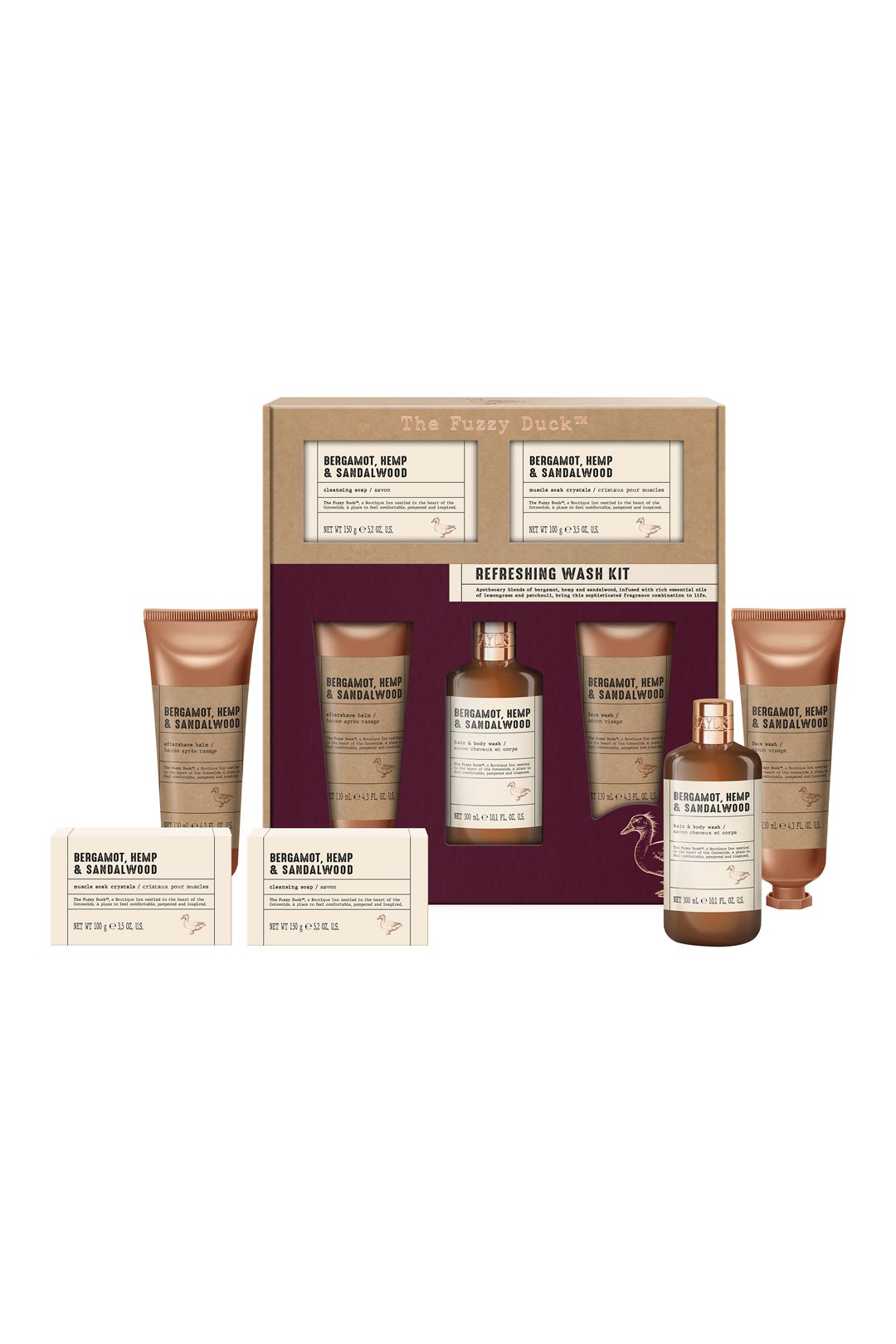 Baylis & Harding The Fuzzy Duck Bergamot, Hemp & Sandalwood Men's Refreshing Wash Kit Gift Set Multi image 3