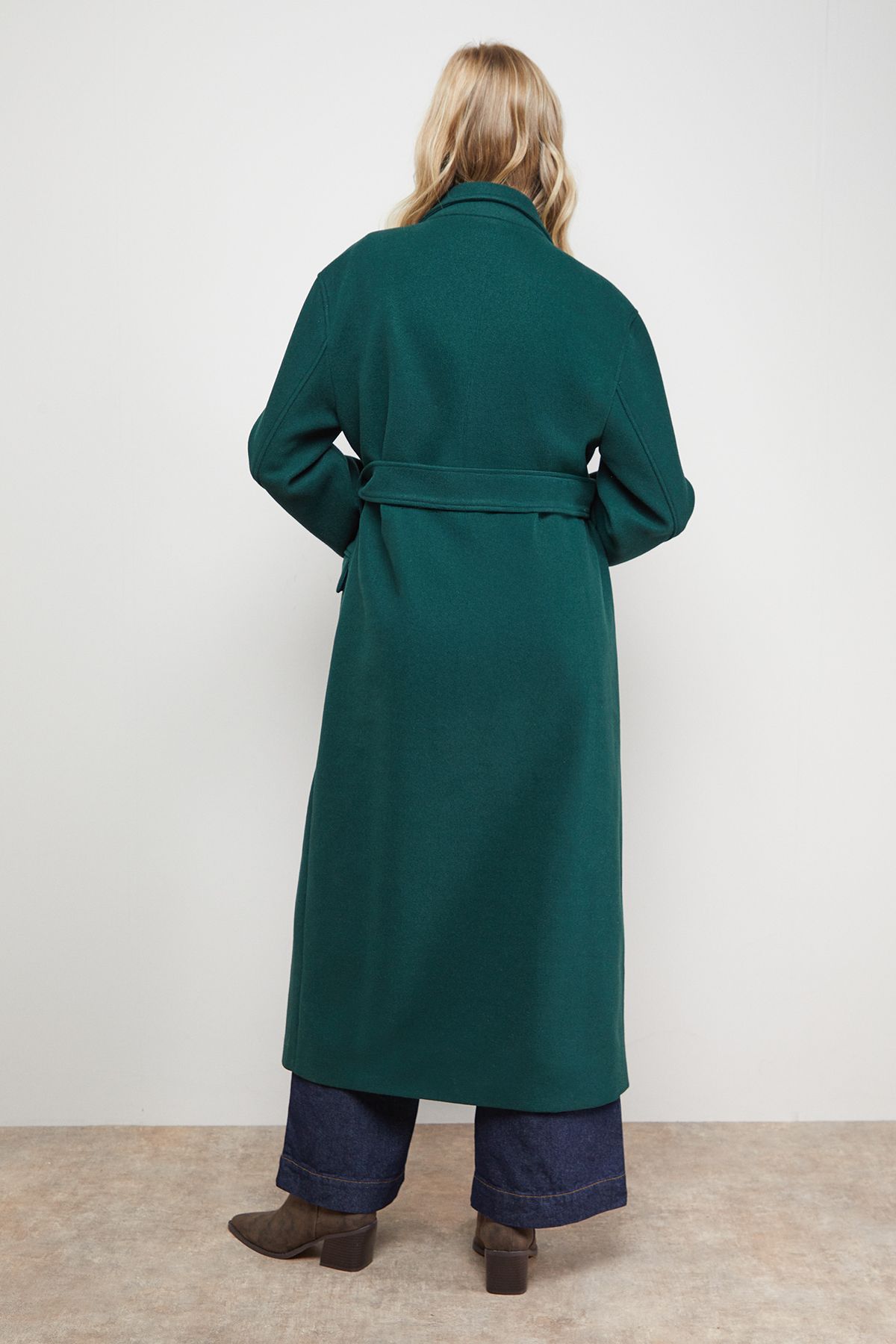 Oasis Tie Belt Detail Midi Coat Forest image 3