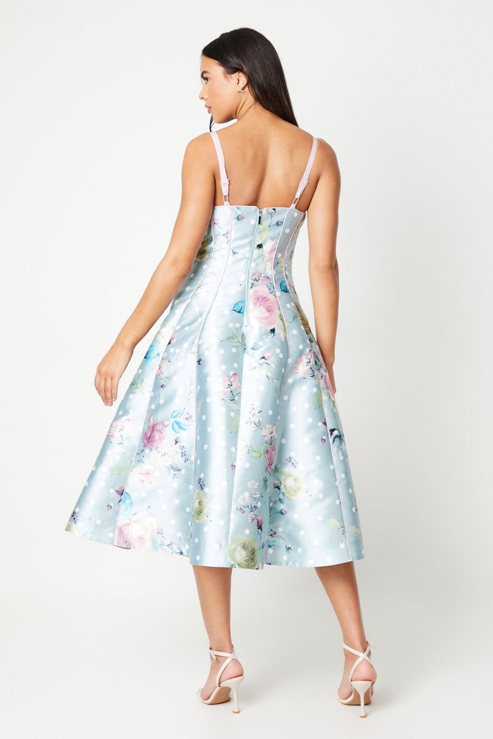 Coast Floral Print Twill Midi Cami Dress Sage image 3