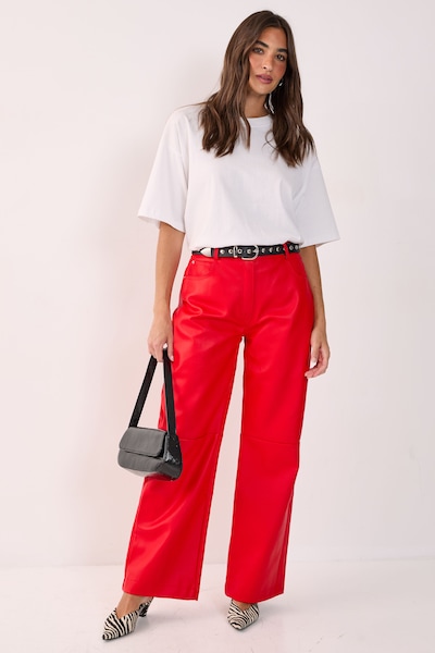 NastyGal Essentials Faux Leather Trouser Red