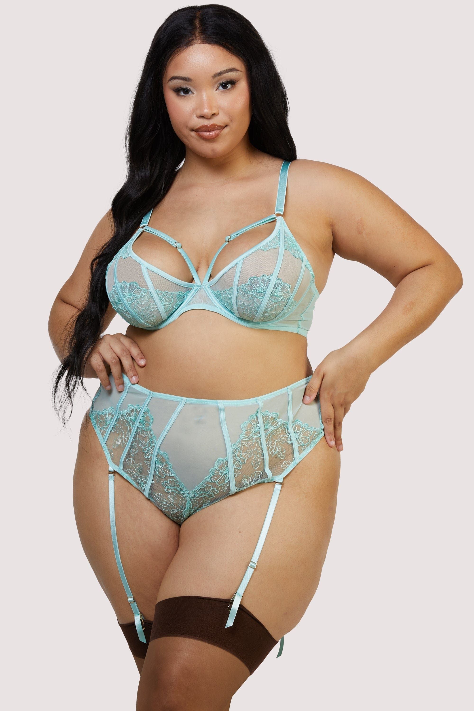 Playful Promises Valerie Embroidery & Mesh High Waist Suspender Thong image 7