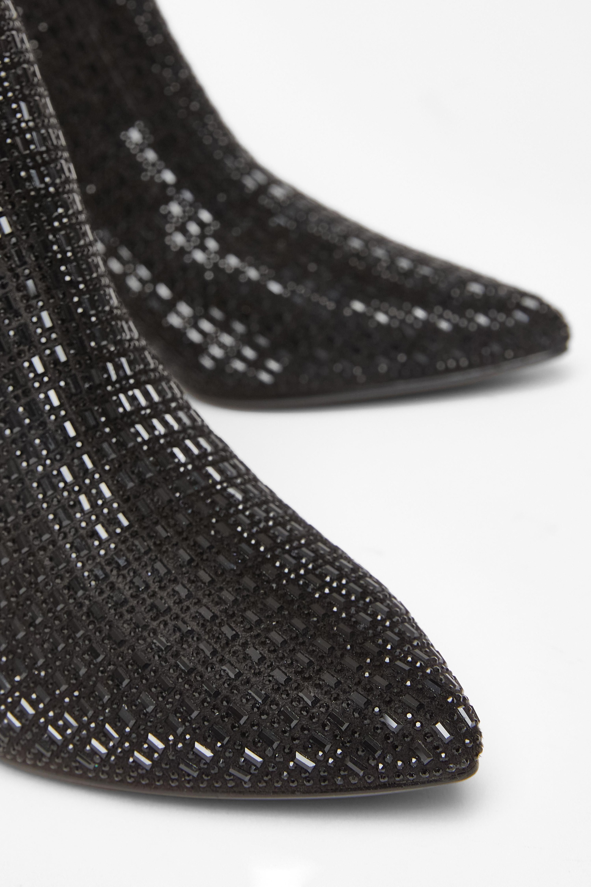 Quiz Black Embellished Flare Heel Boots image 4