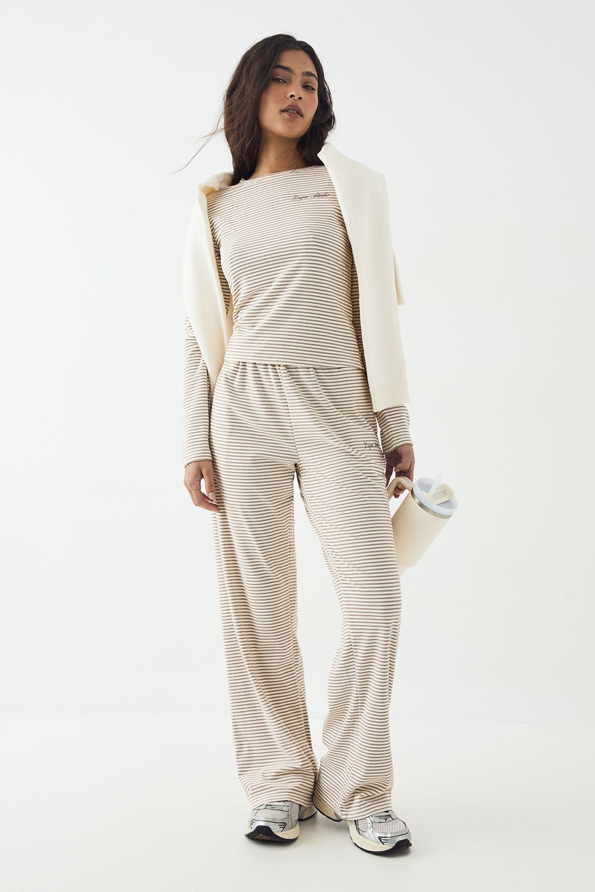 DSGN Studio DSGN Studio Soft Stripe Straight Leg Trouser Ecru